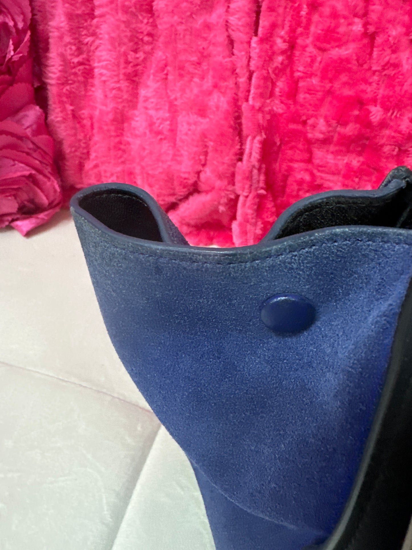 Pre loved Celine blue suede top handle #15