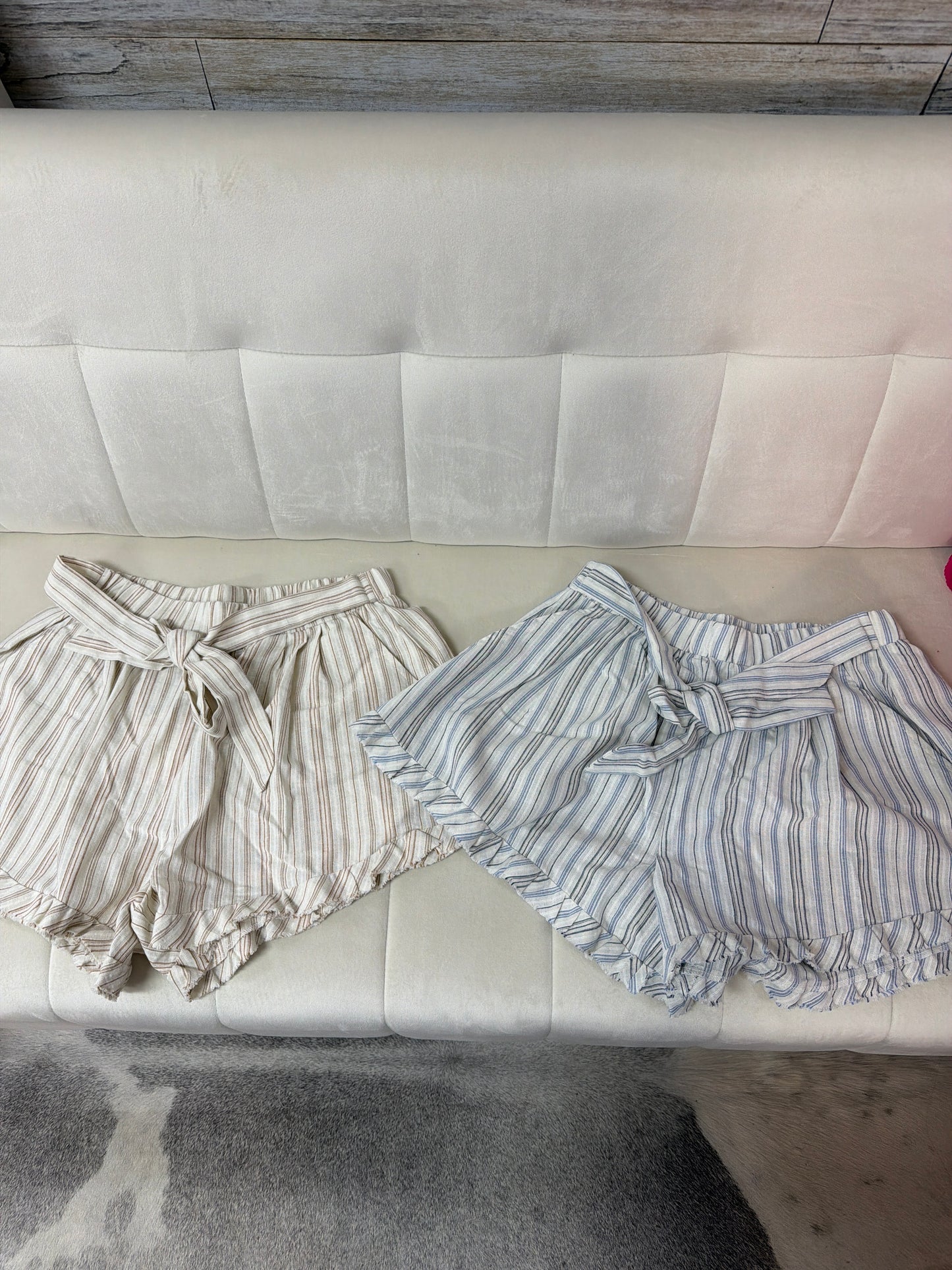 Belted Striped Shorts