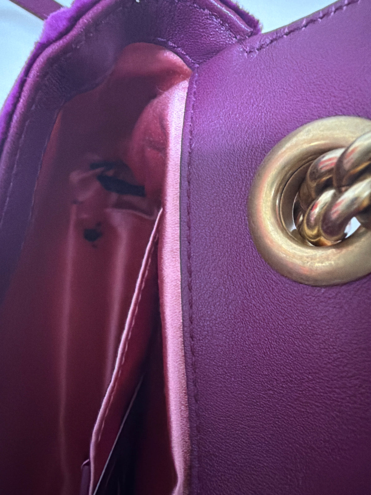 Gucci Marmont Purple velvet matelasse pre loved