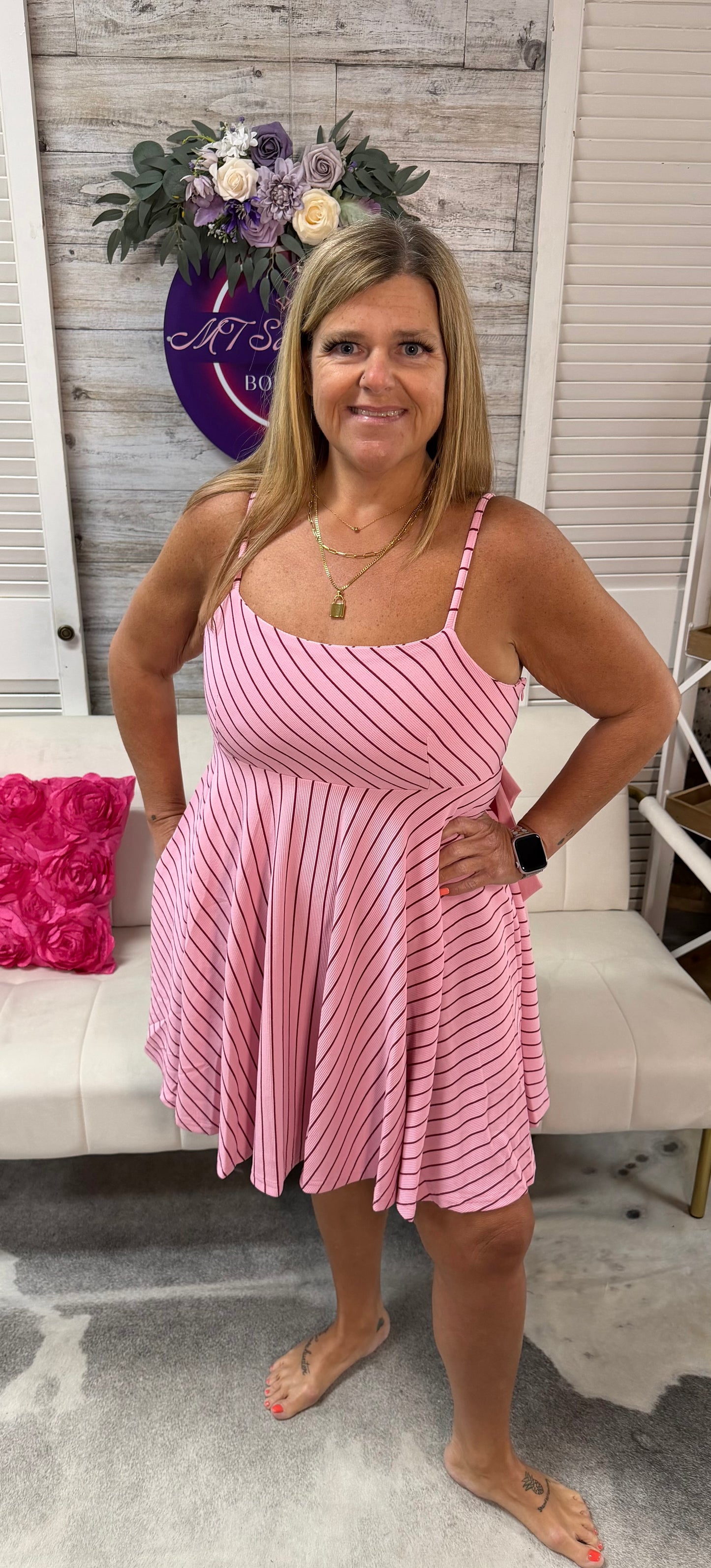 Stripe Sleeveless Mini Dress