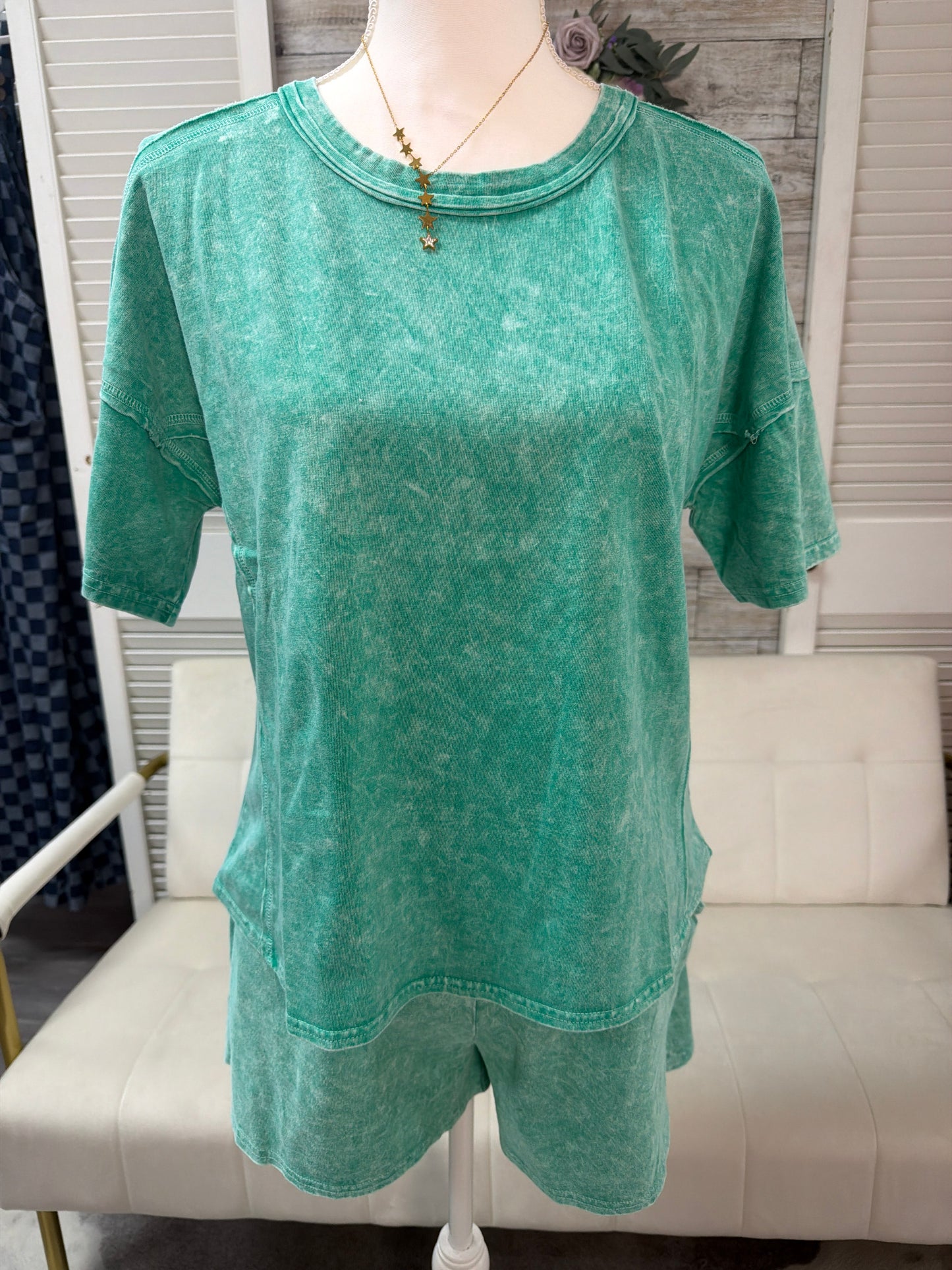 Halo washed short sleeve set