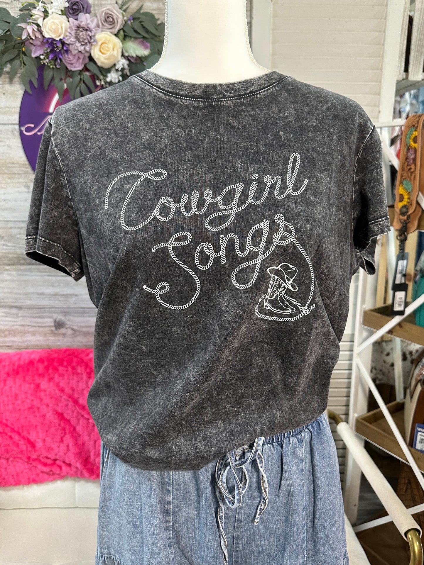 Cowgirl songs graphic tee /flag and anthem