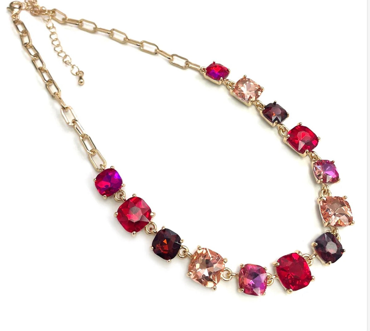 Crystal and Gold Chain Necklace 16-18"