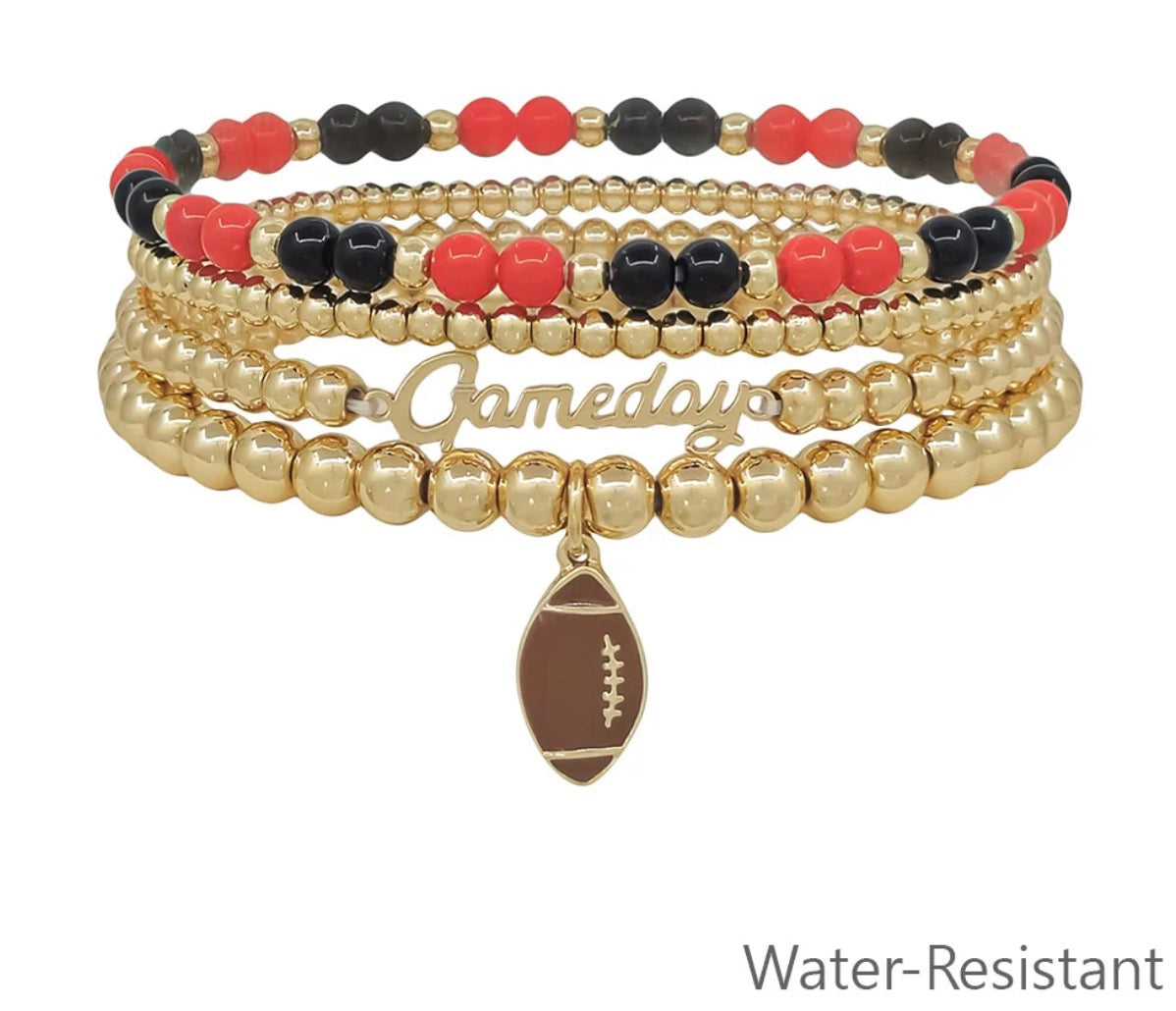 Game Day Bracelet set Water resistant with football charm
