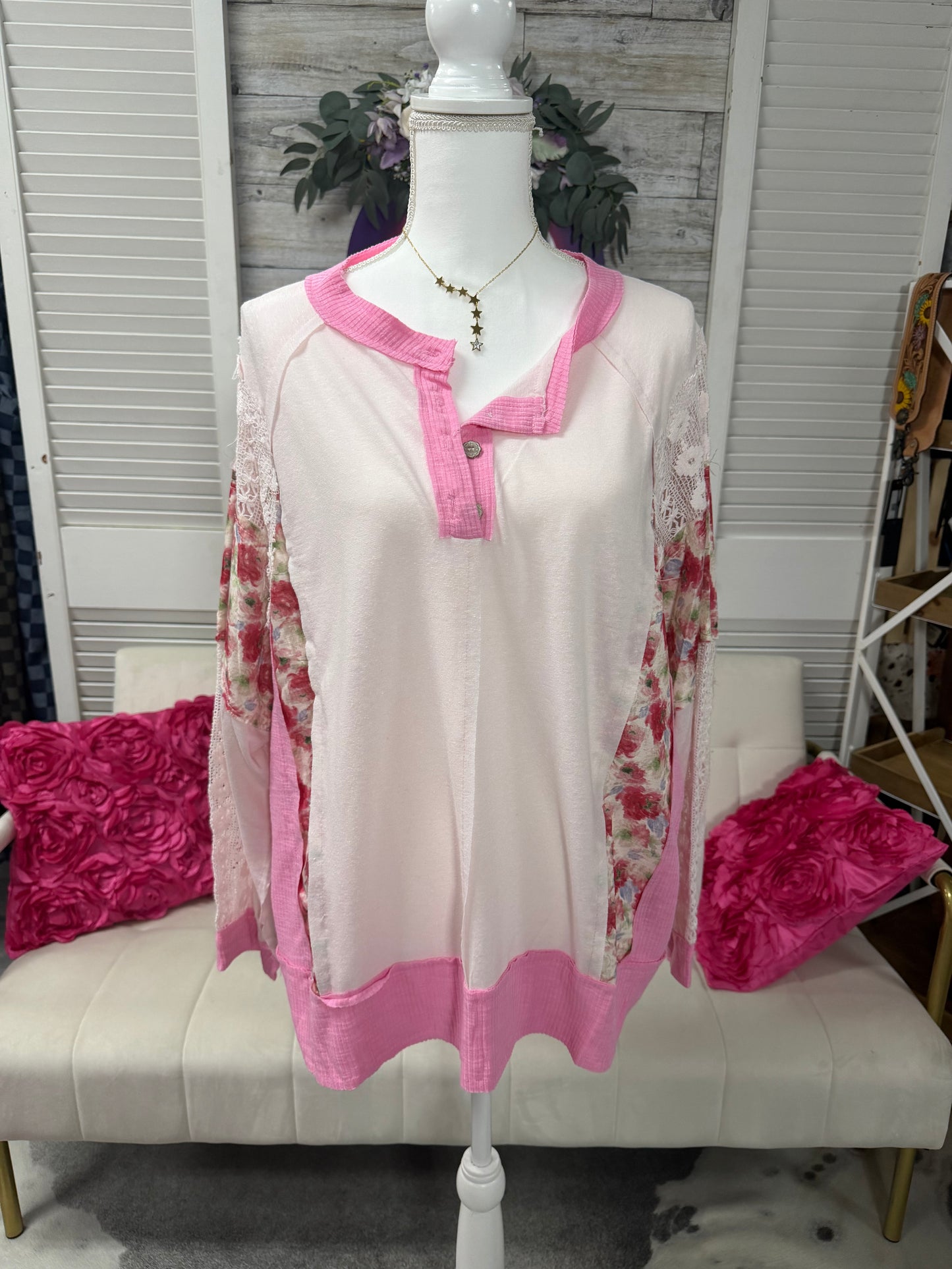 Pink and floral print POL