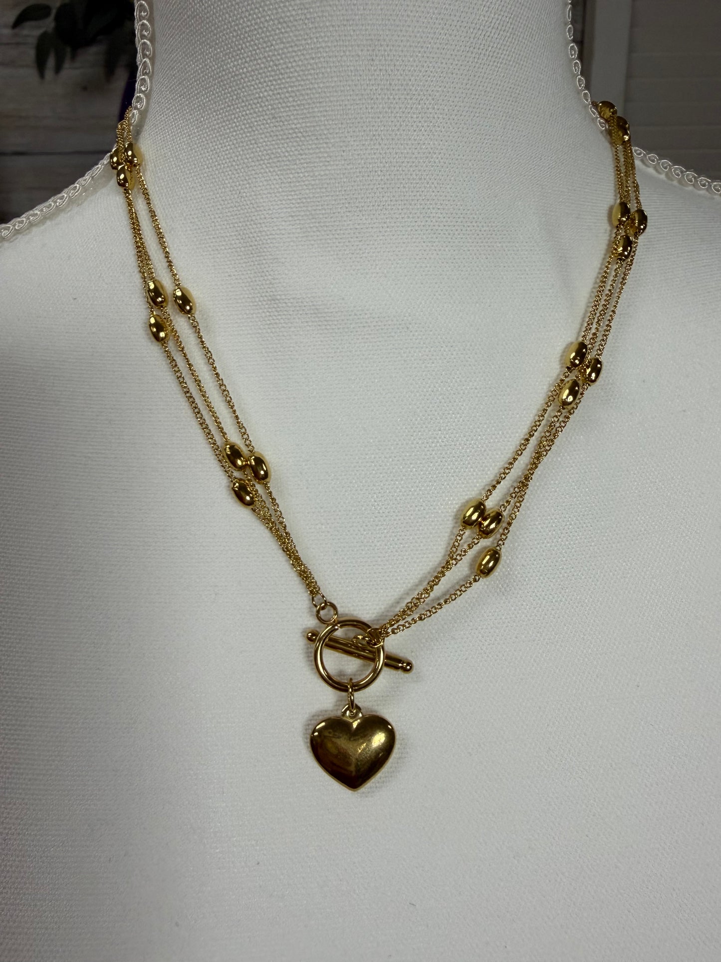 18K non tarnish stainless steel heart toggle MIA