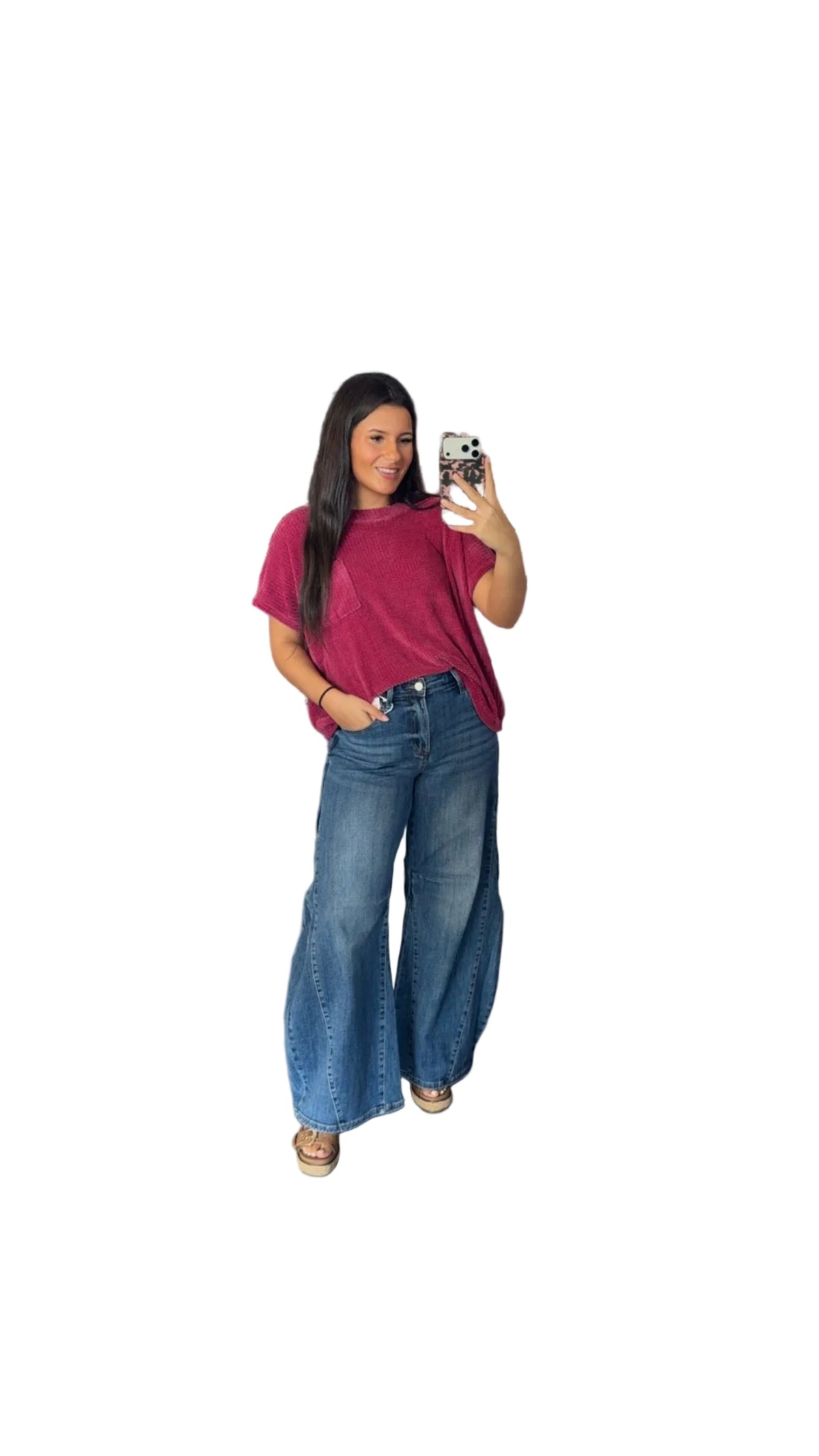 Chenille Waffle Short Sleeve Sweater