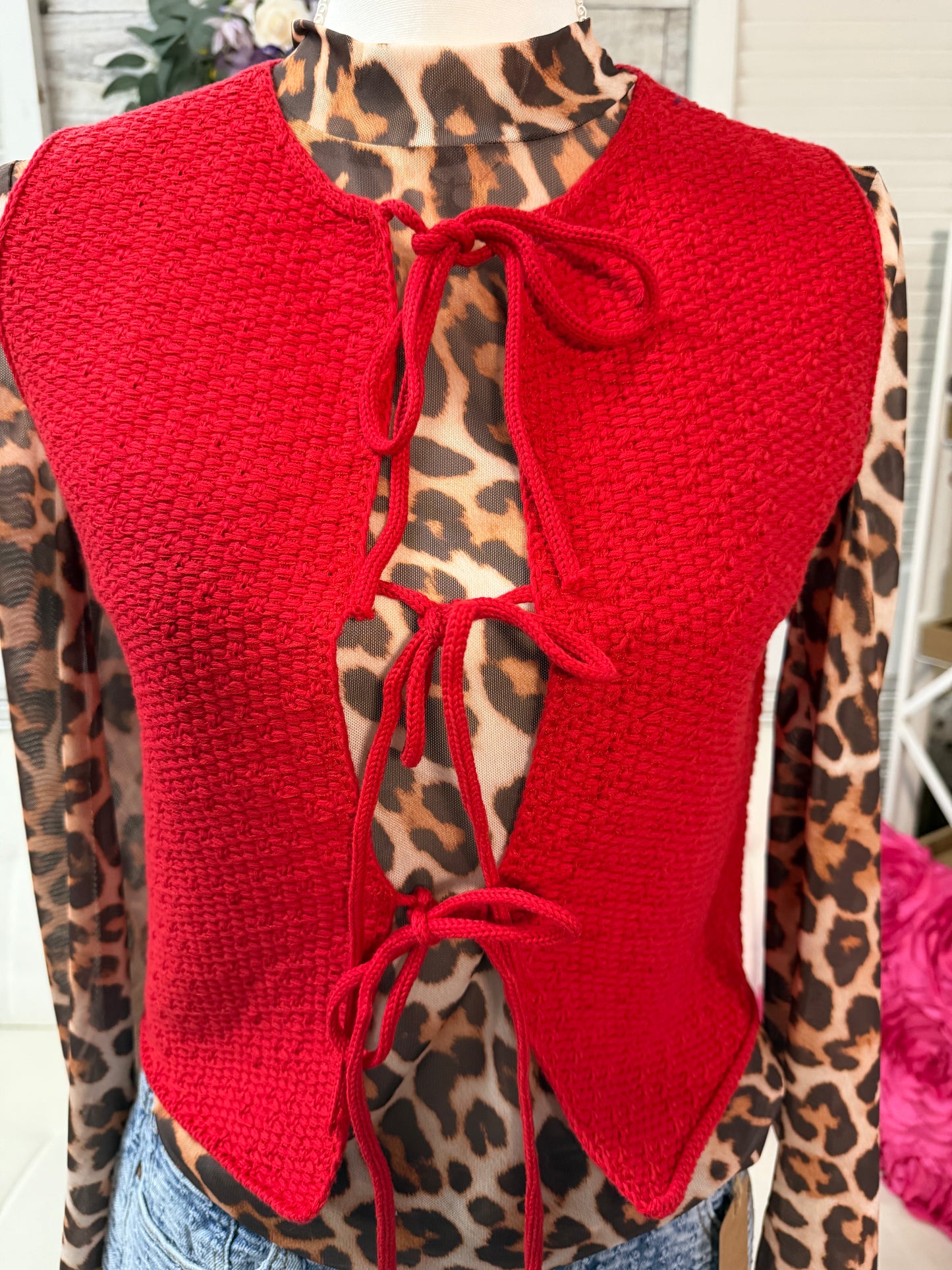 Tie front sweater vest