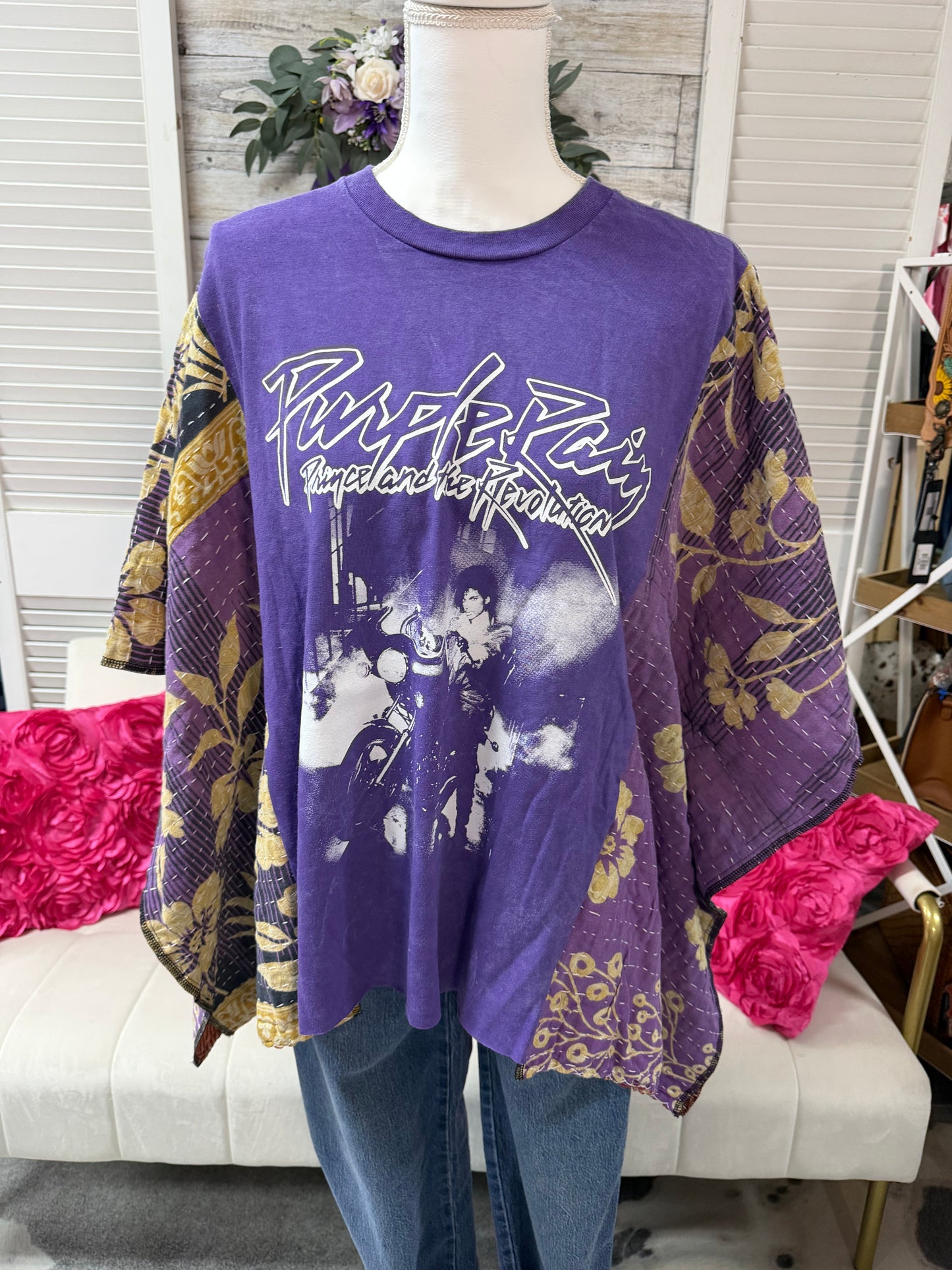 One-of-a-Kind Upcycled Band Tee with Quilt Sleeves