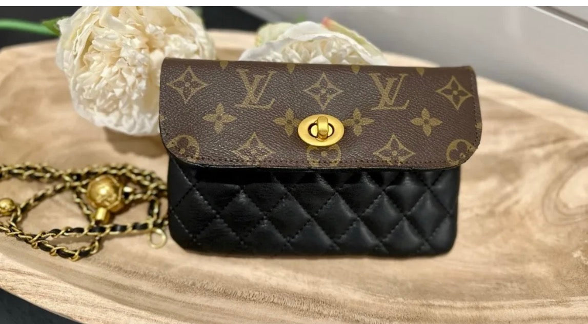 Upcycled quilted belt bag LV