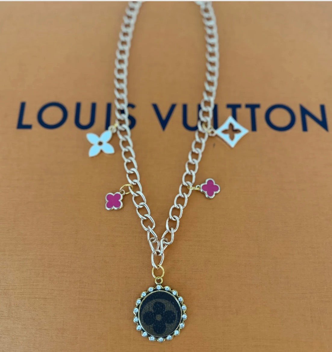 Upcycled chain bag charm