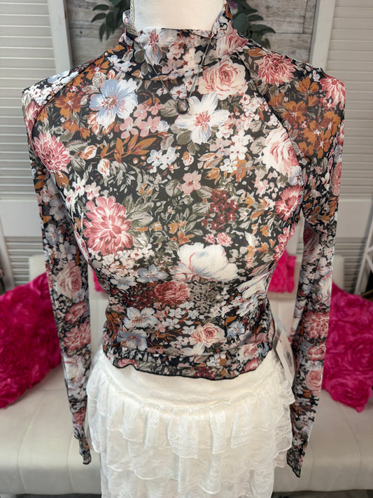Boho floral print mesh
