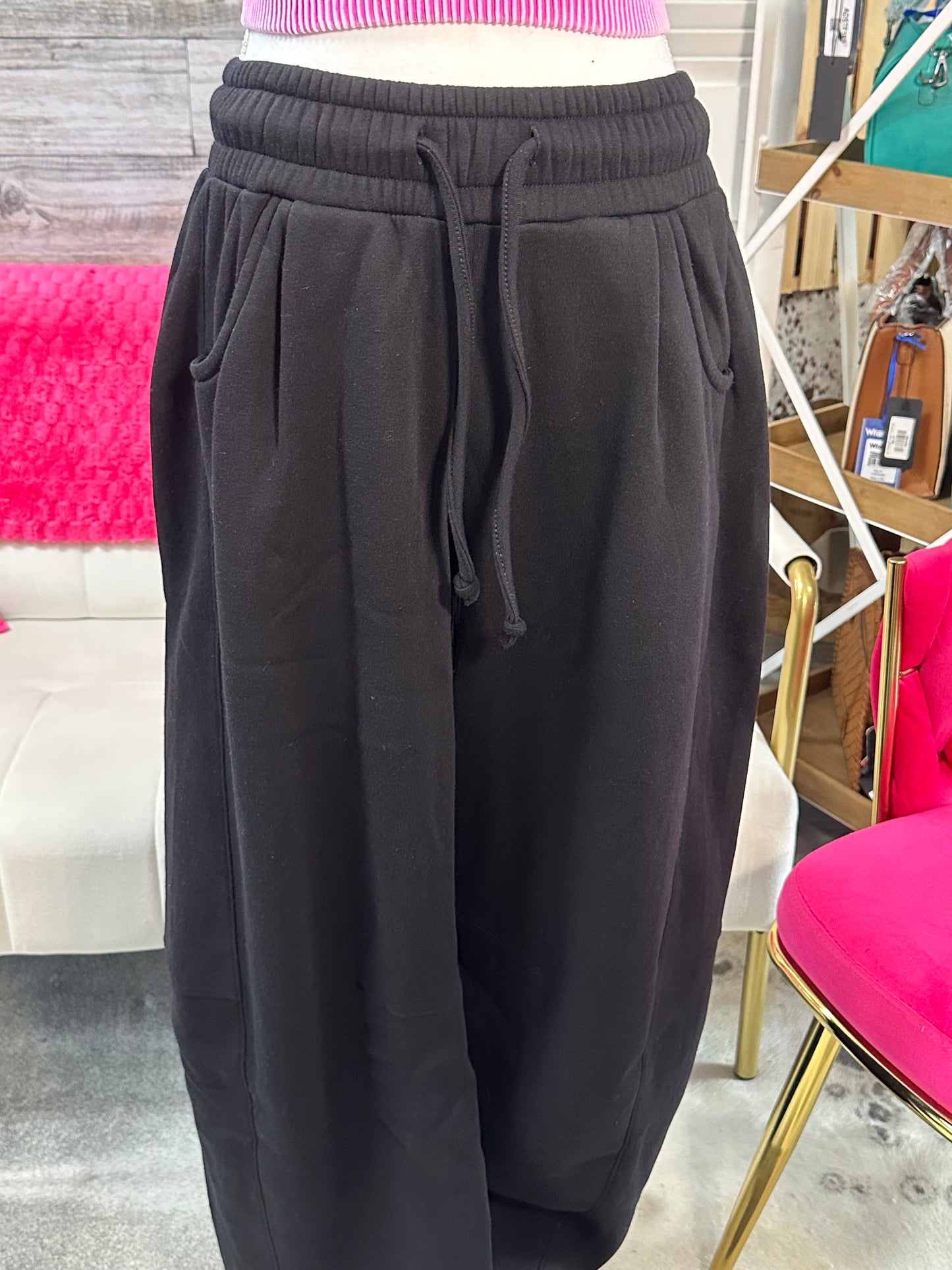 Fleece barrel leg sweatpants