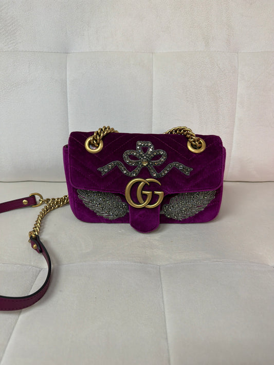 Gucci Marmont Purple velvet matelasse pre loved