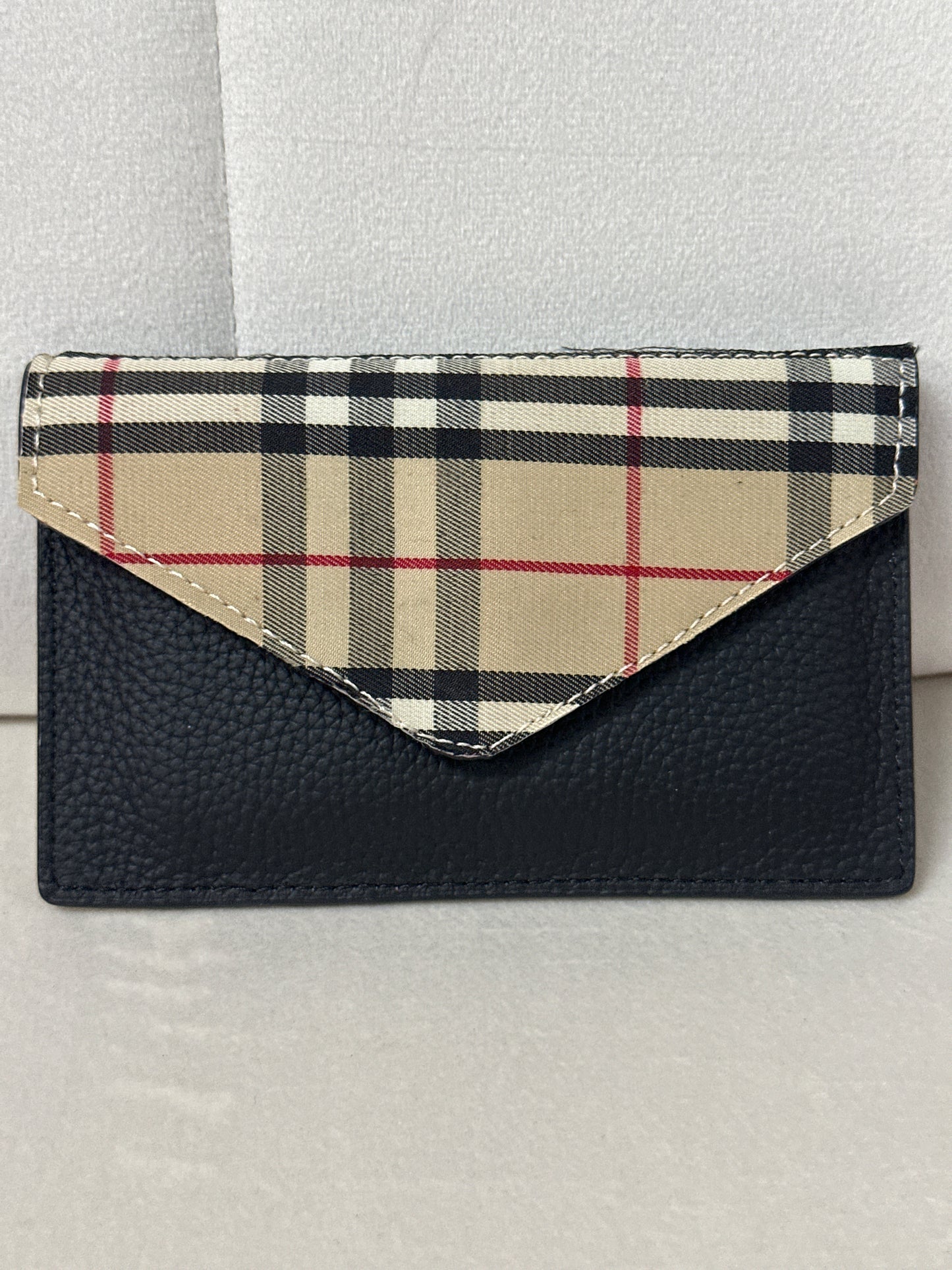 Upcycled Burberry snap card holder