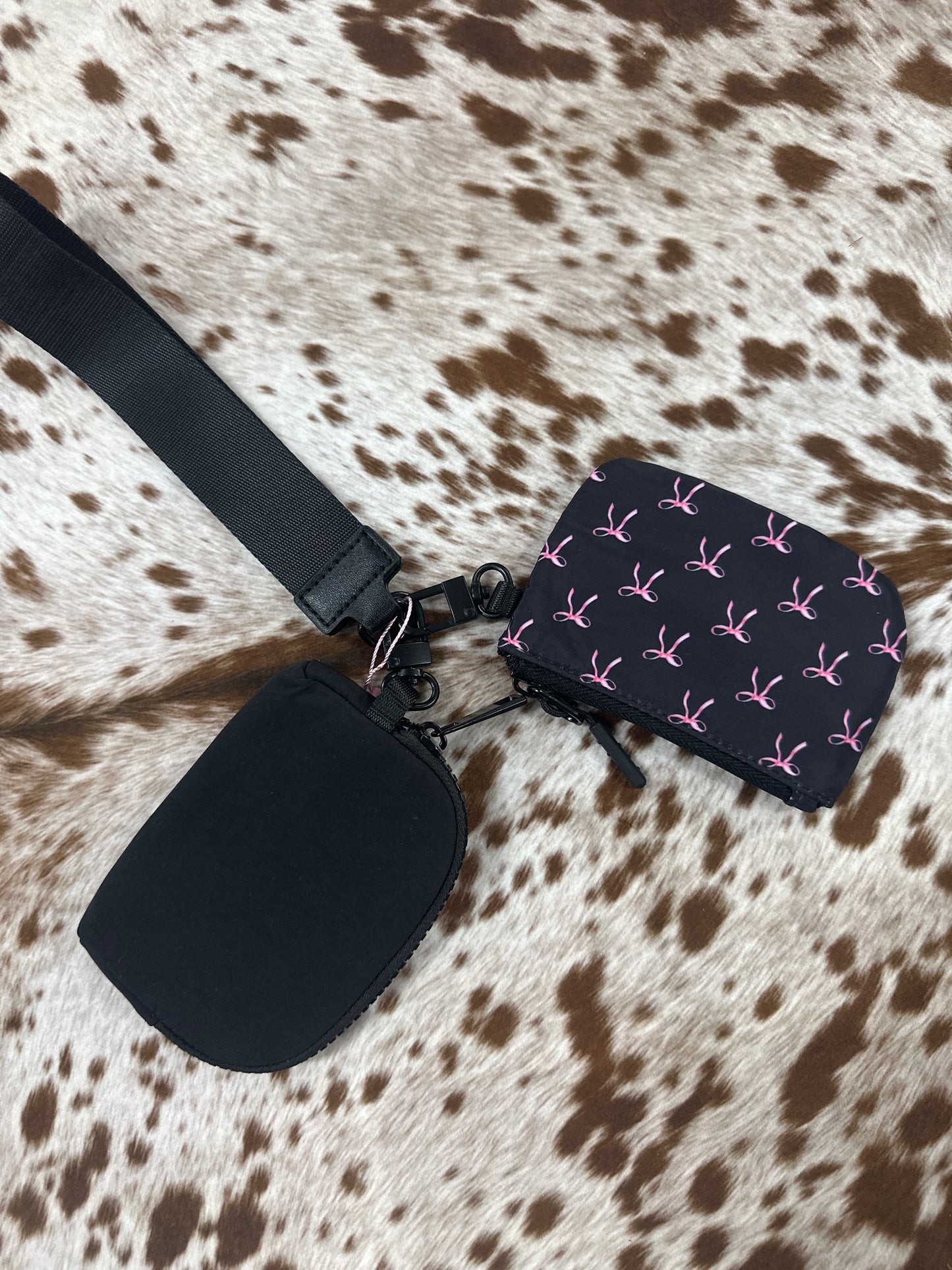 Dual pouch wristlet keychain wallet
