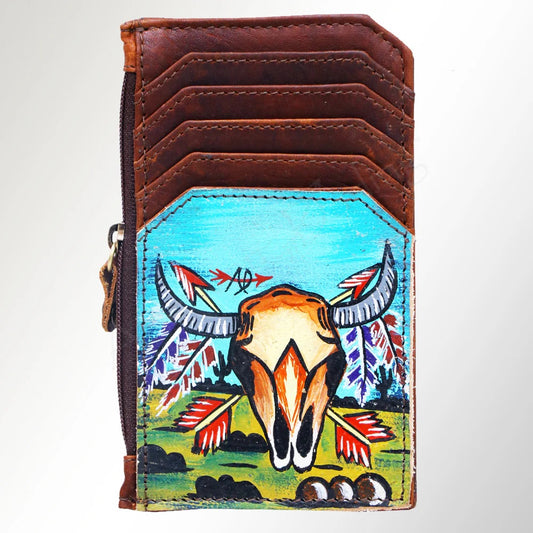 Hand painted card holder zip wallet