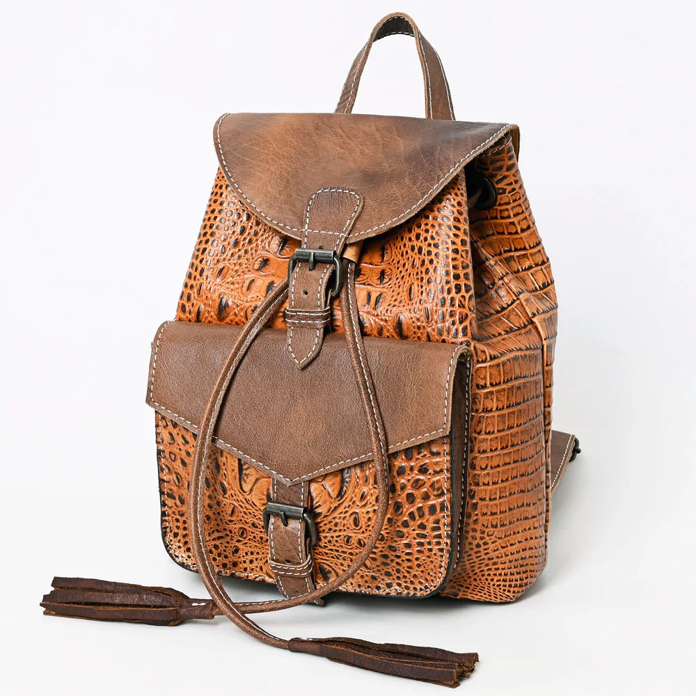 Croc Embossed leather backpack