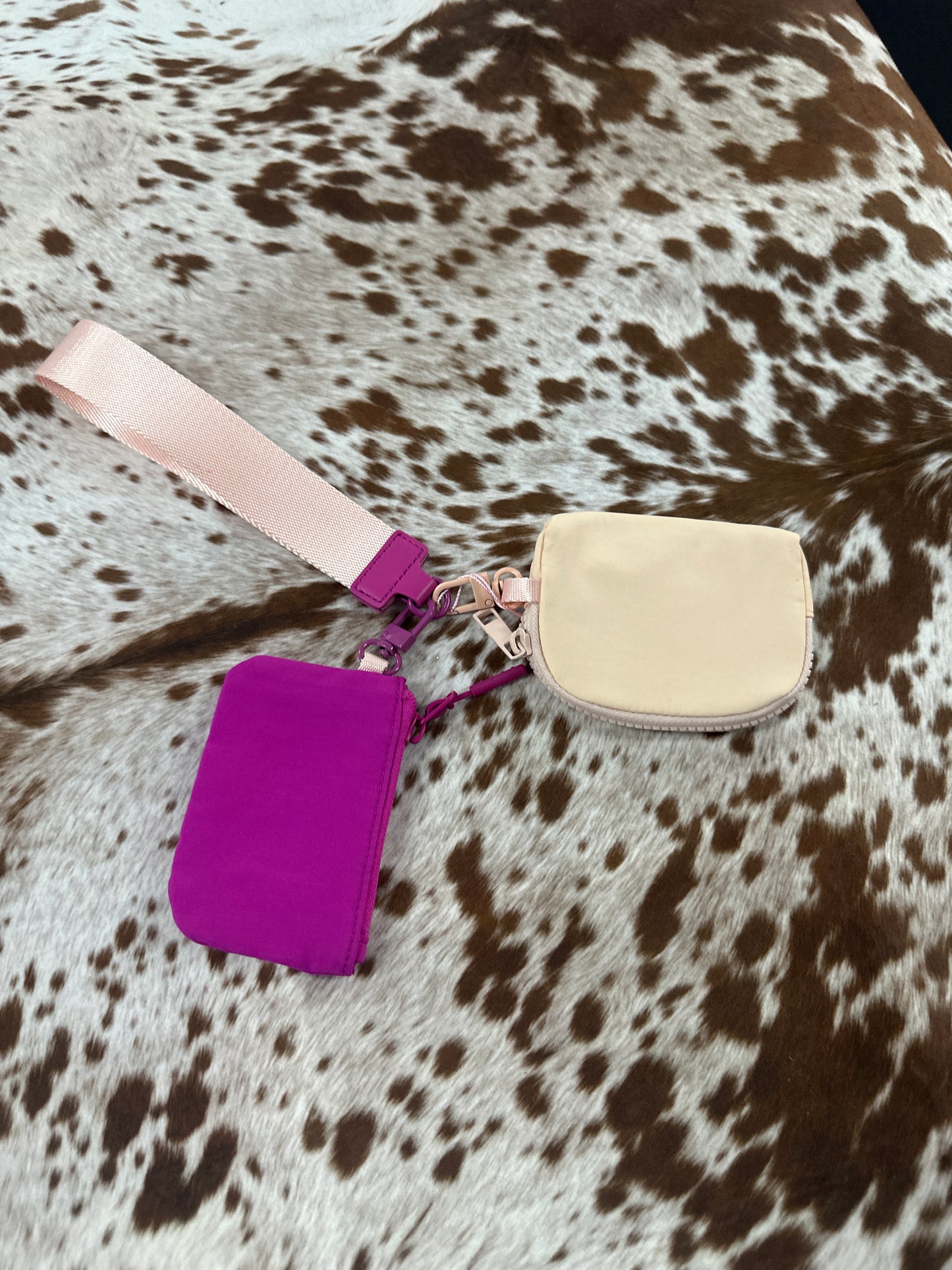 Dual pouch wristlet keychain wallet