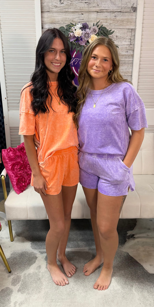 Halo washed short sleeve set