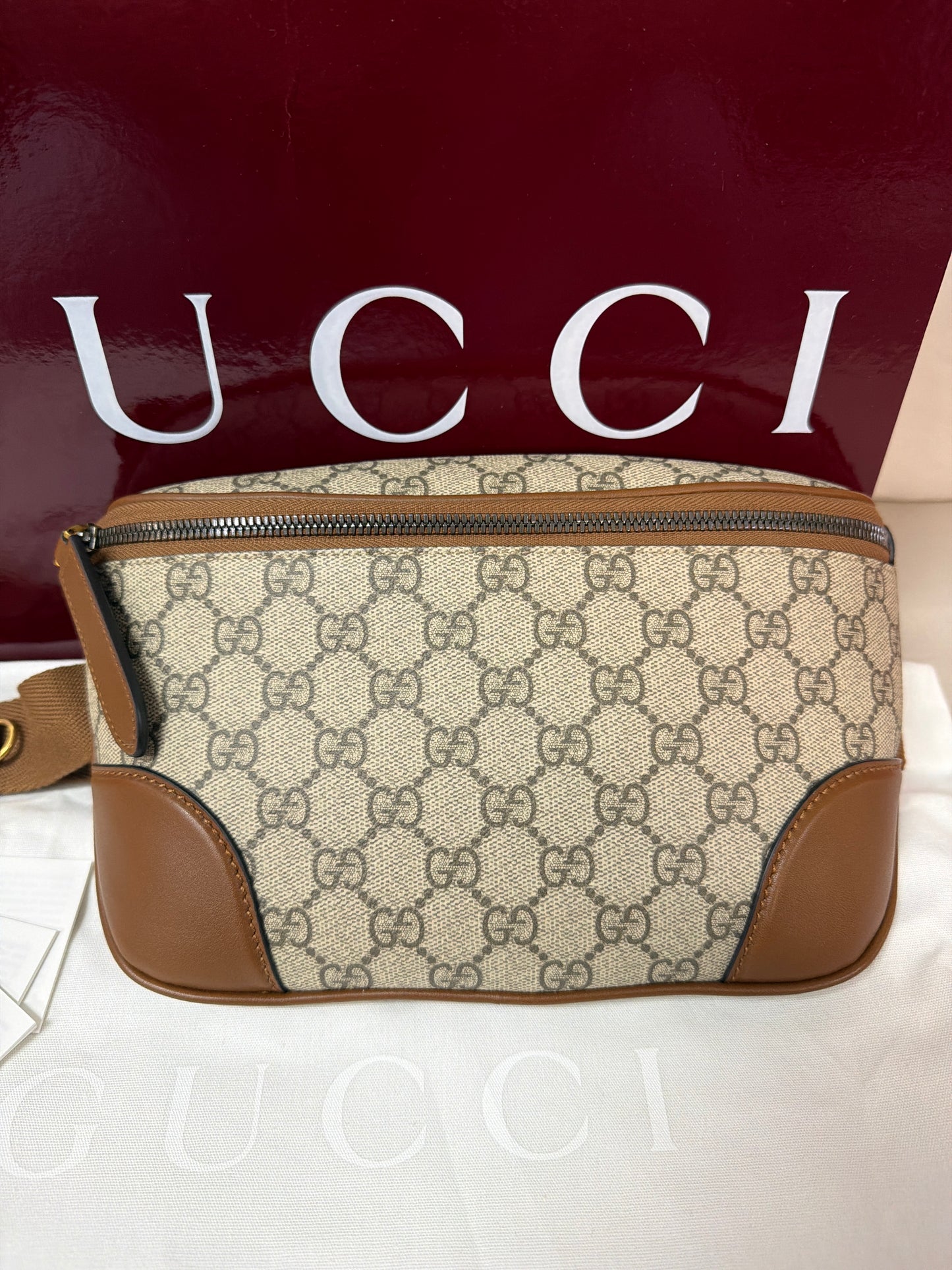 Gucci Supreme leather Bum Bag Full Inclusion SA condition