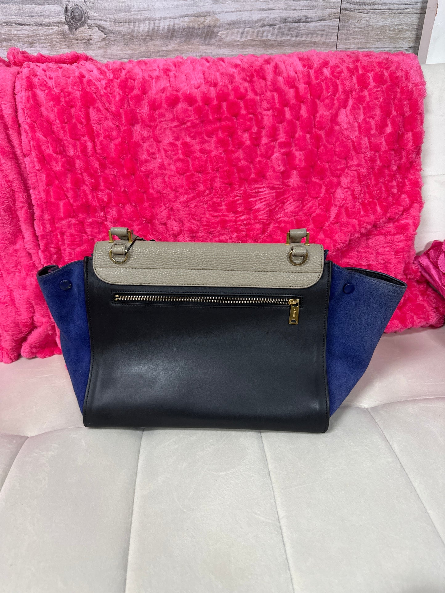 Pre loved Celine blue suede top handle #15