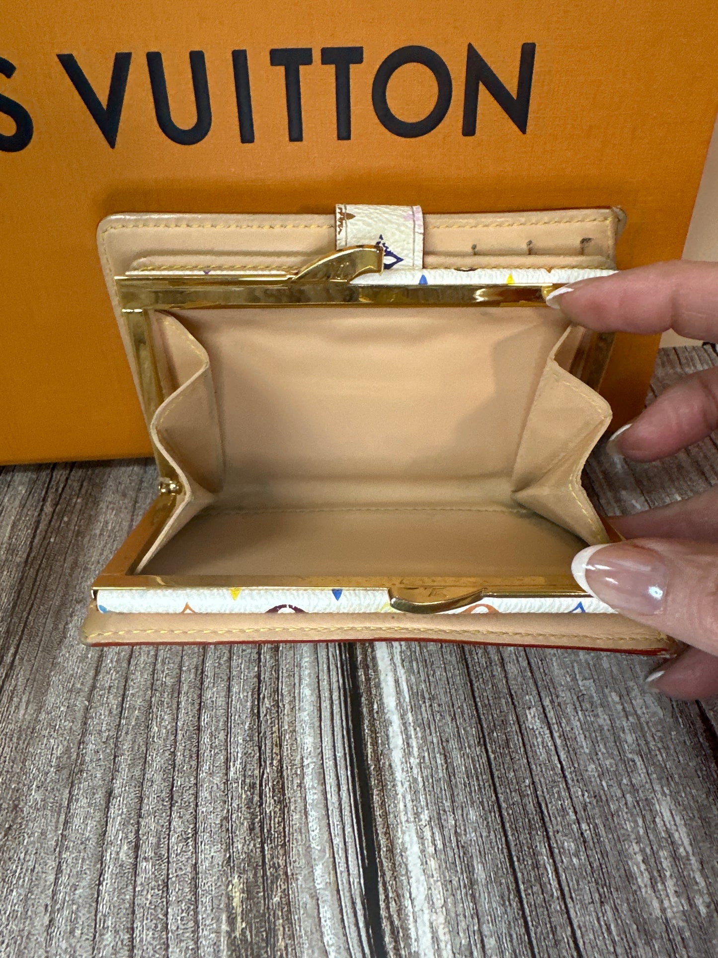 Pre loved LV Multi color wallet kiss lock #42