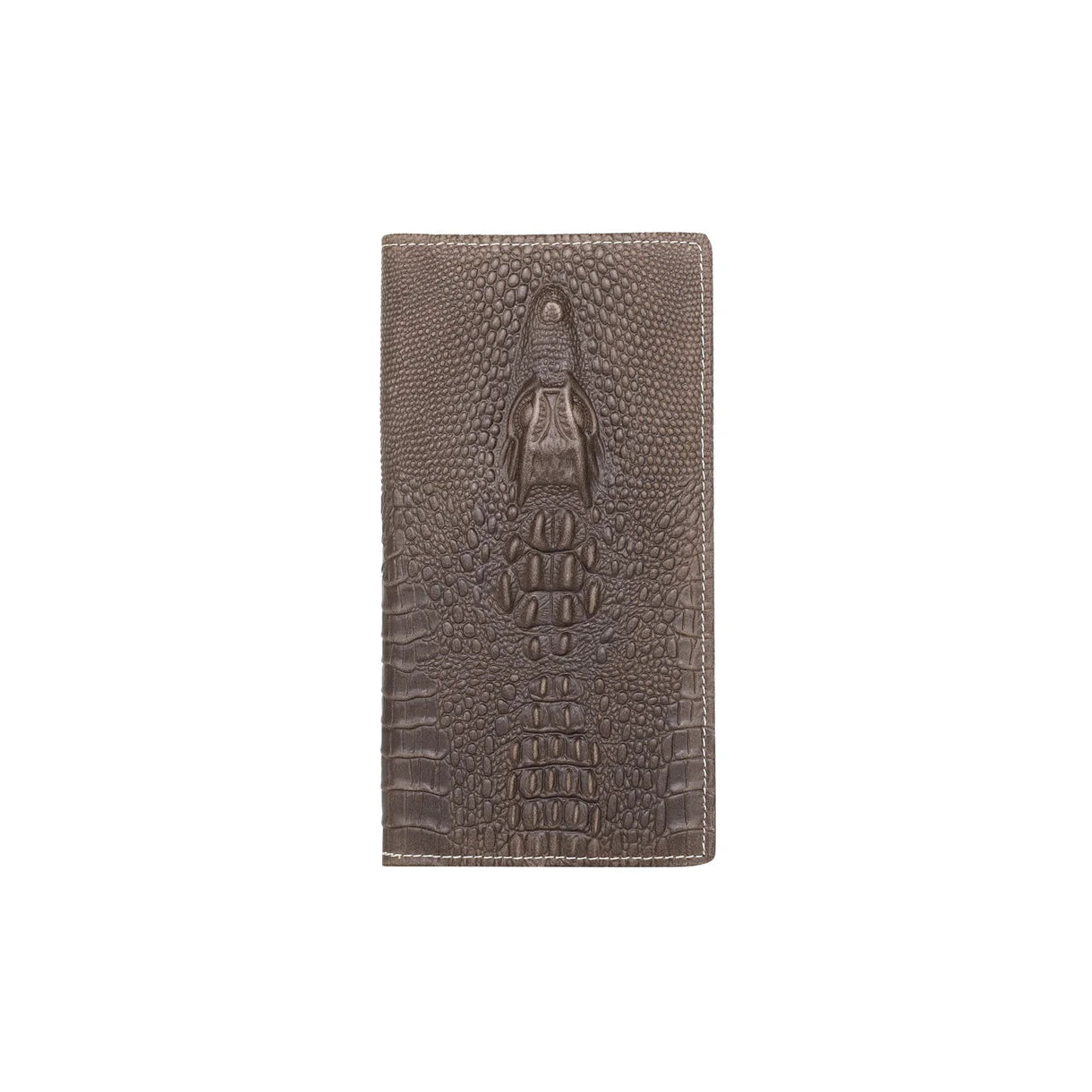 Genuine leather croc embossed long wallet men's