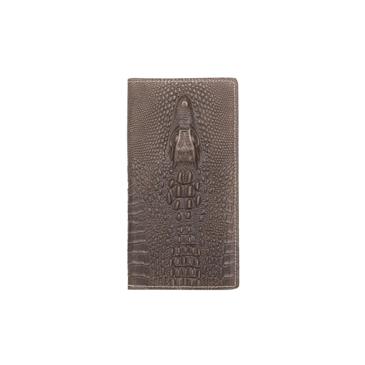 Genuine leather croc embossed long wallet men's