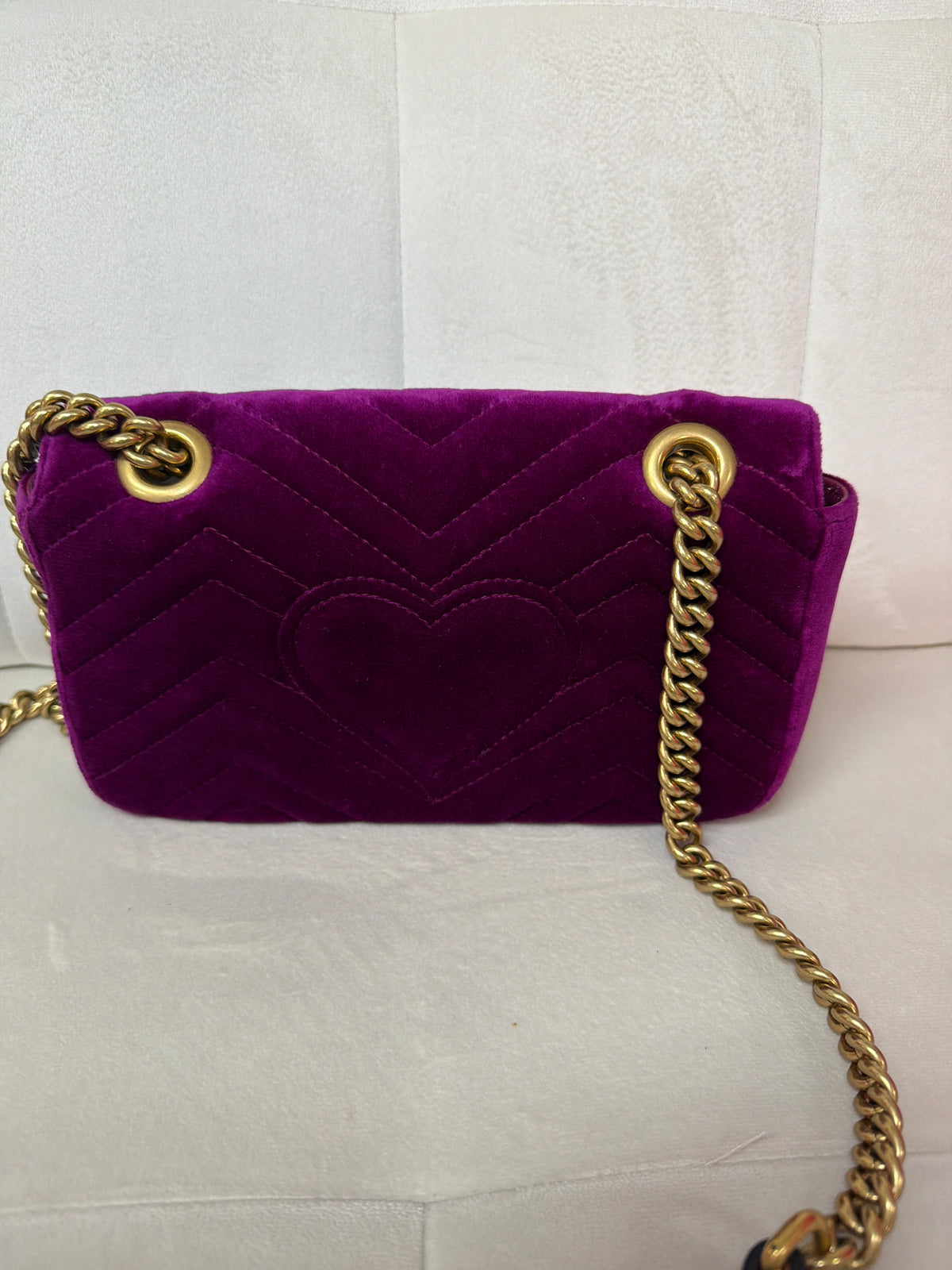 Gucci Marmont Purple velvet matelasse pre loved