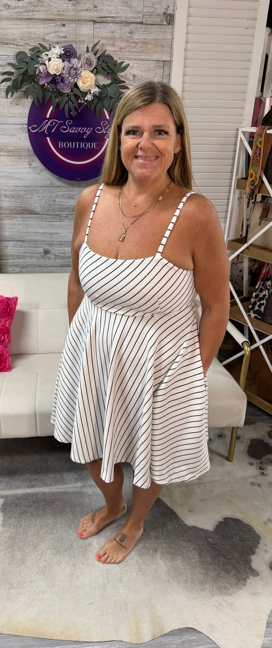 Stripe Sleeveless Mini Dress