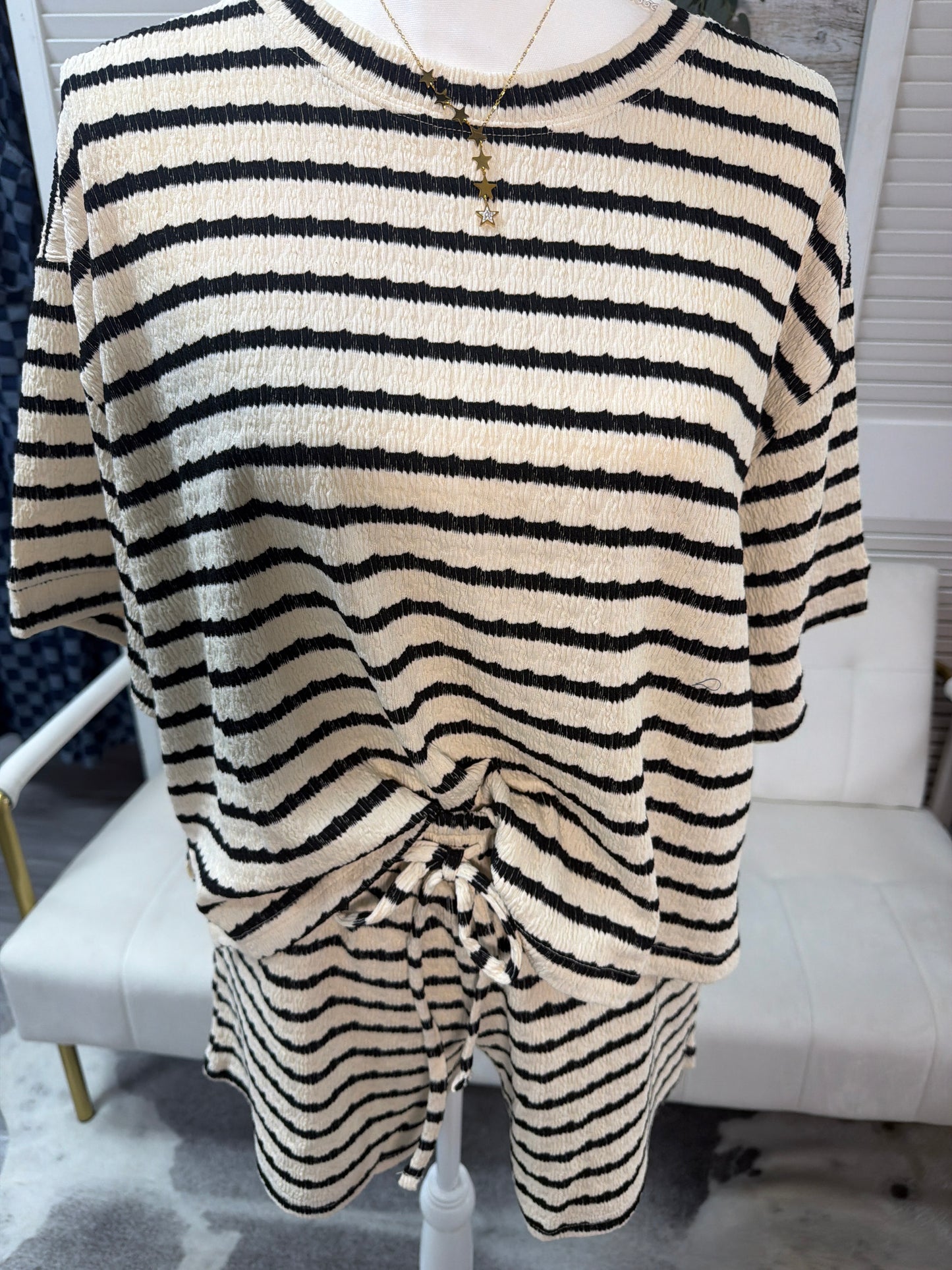 Striped short set