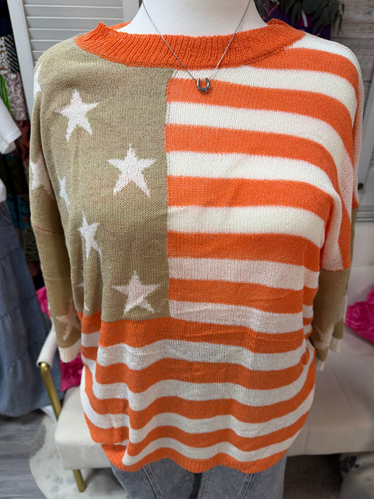 American Flag low gauge knit top