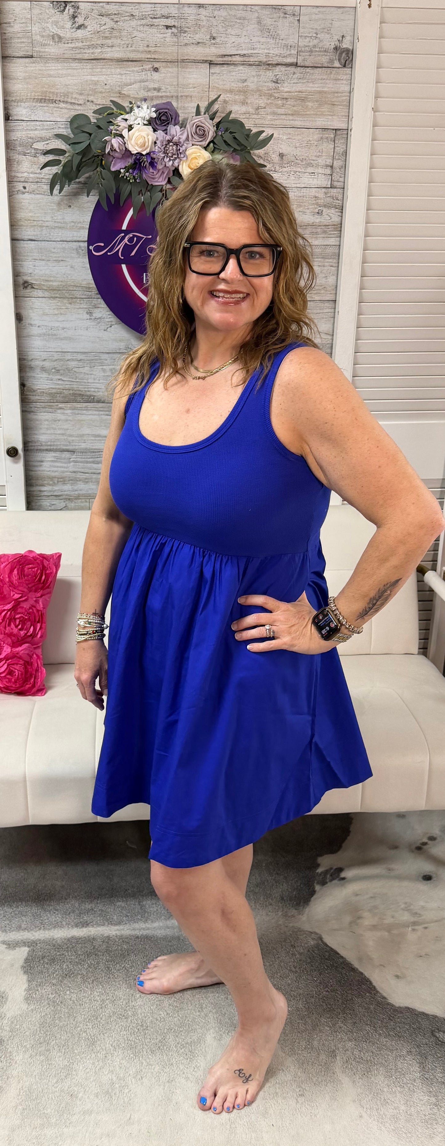 COMBINED KNIT & WOVEN DRESS WITH POCKET