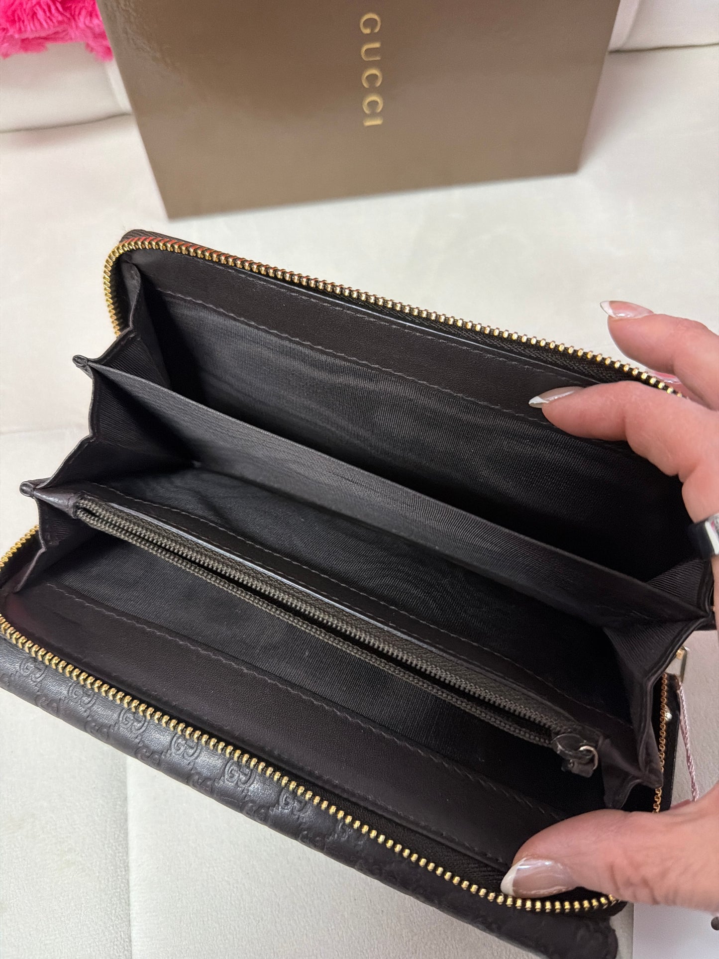 Pre Loved Gucci brown Micoguccissima Long  zipper wallet #212