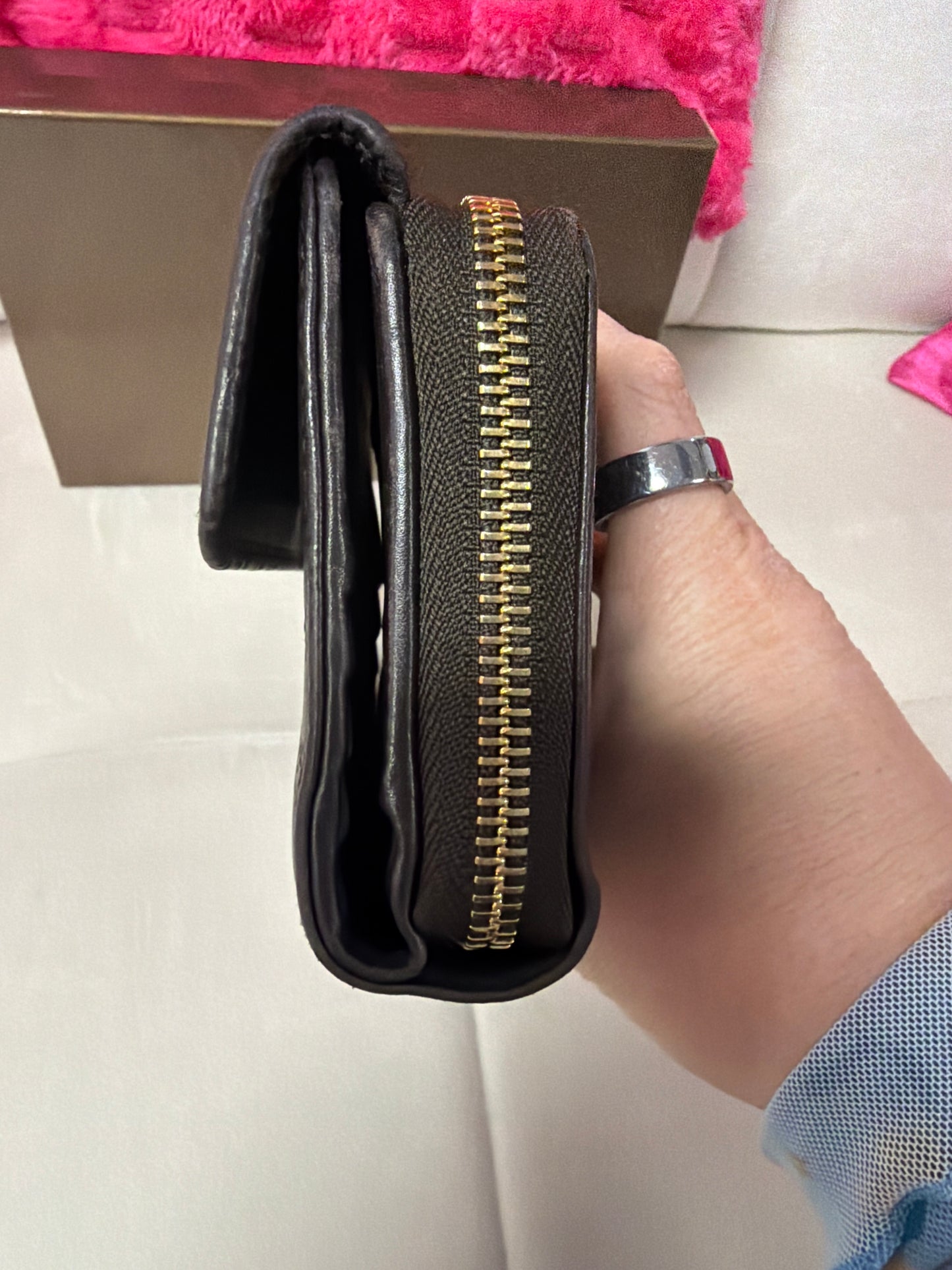 Pre Loved Gucci brown Micoguccissima Long  zipper wallet #212
