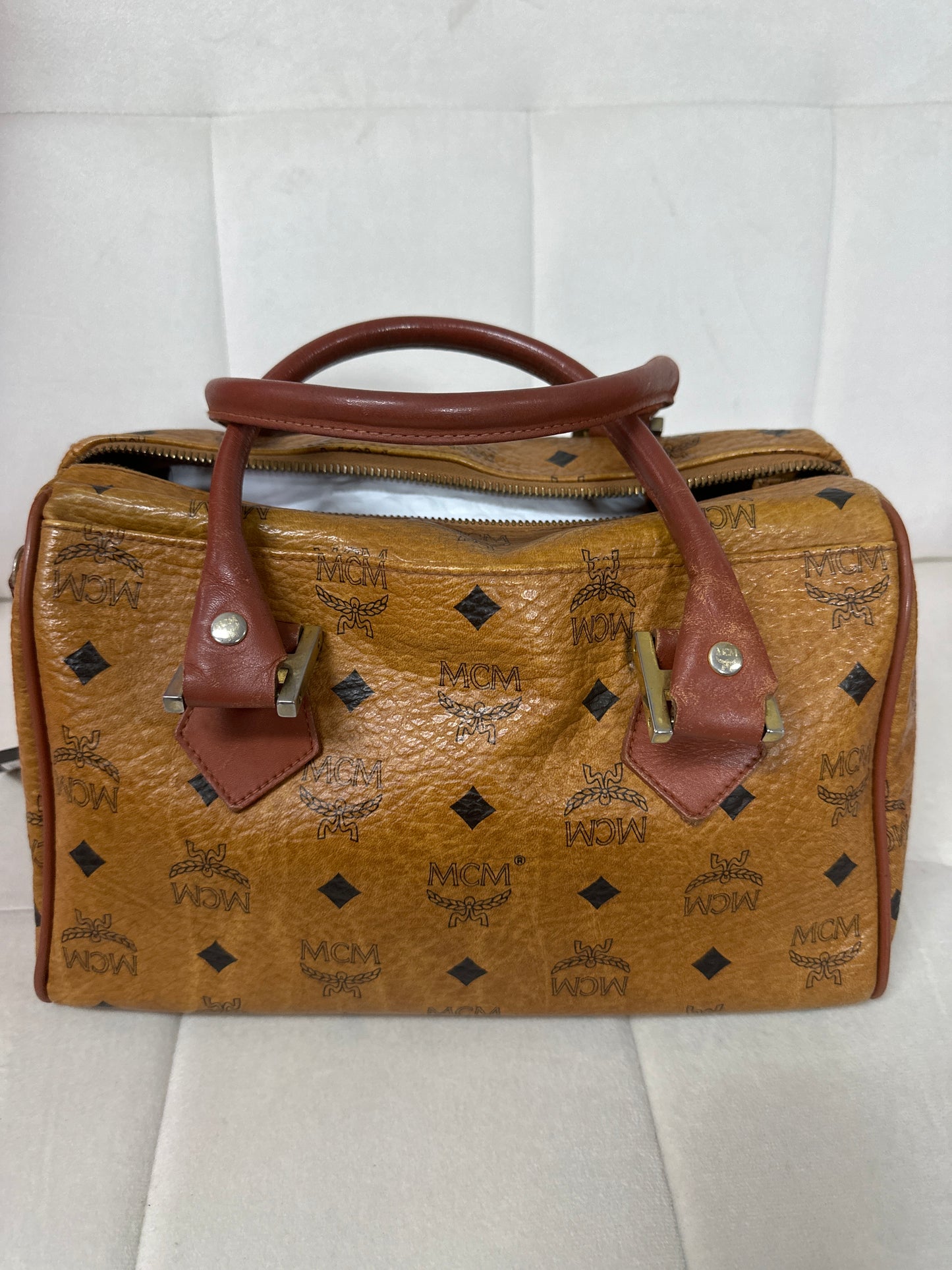 MCM cognac Boston bag