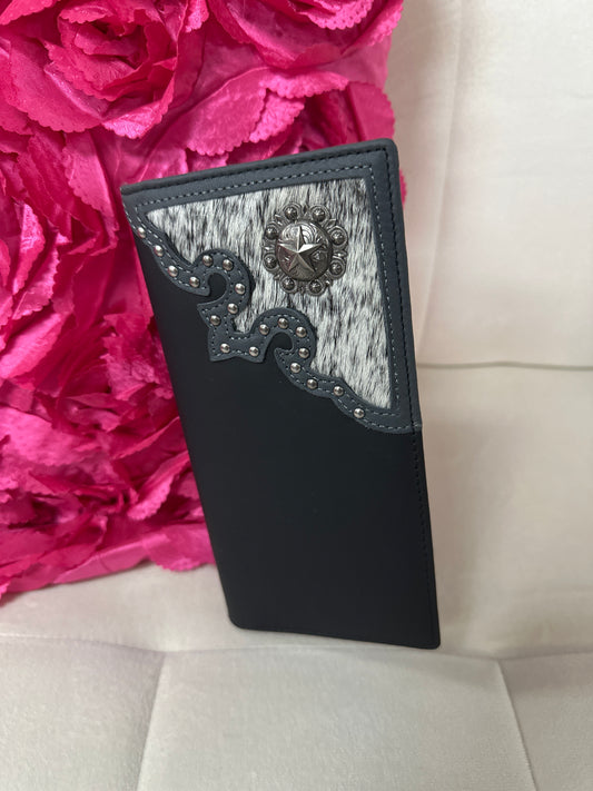 Genuine leather with hair on leather w concho wallet