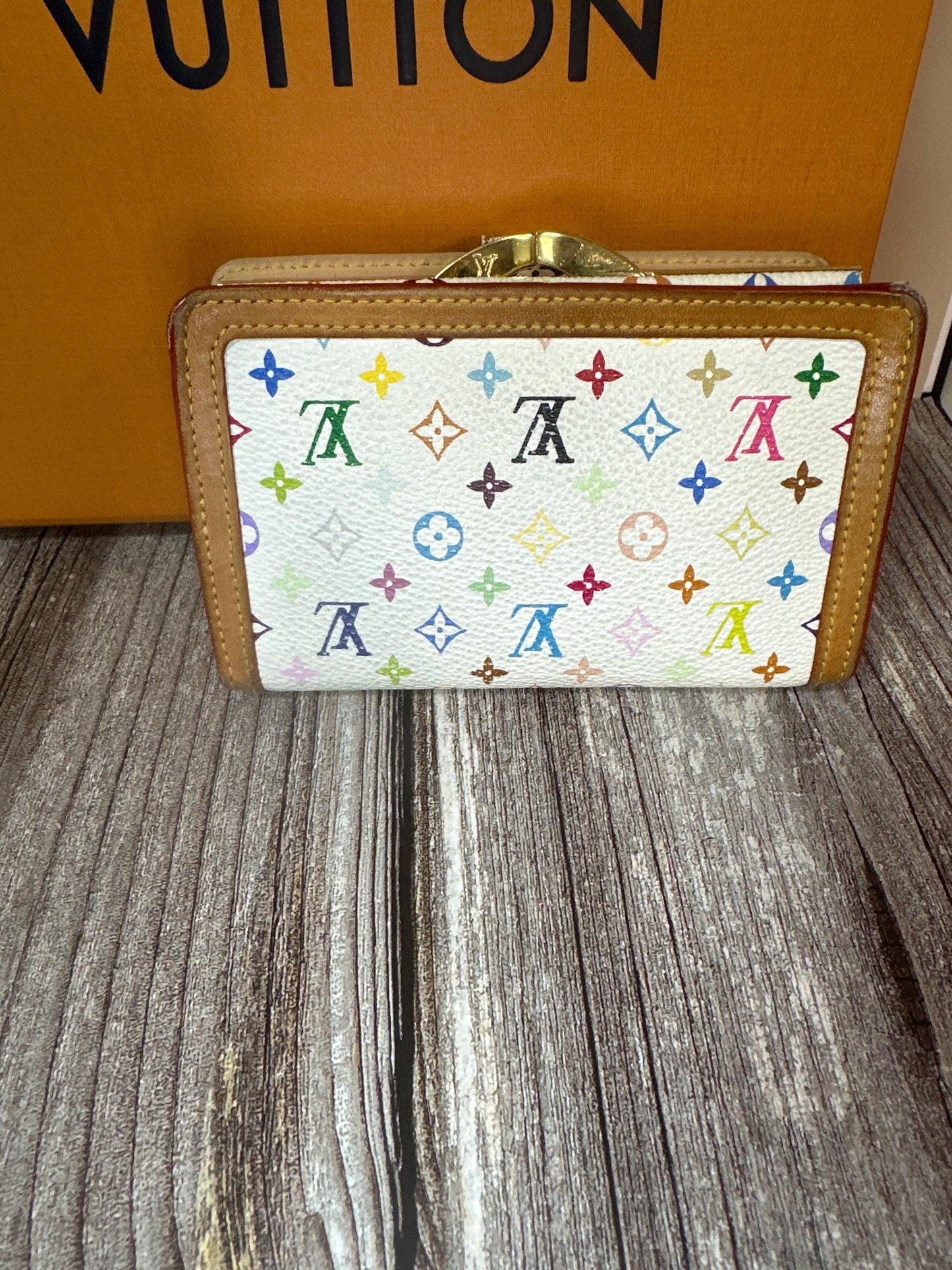 Pre loved LV Multi color wallet kiss lock #42