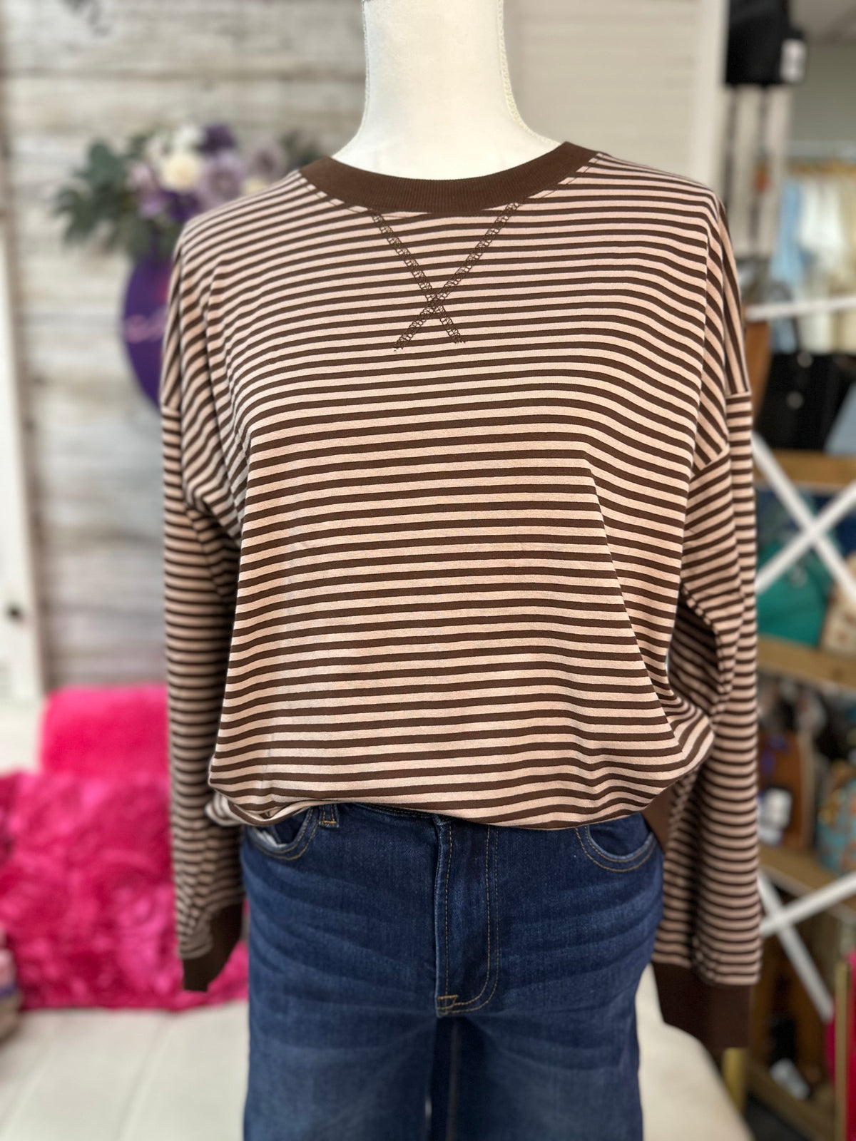 Striped Band Pullover lightweight