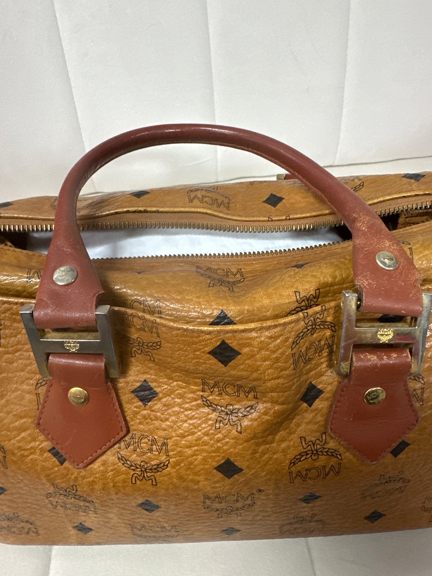 MCM cognac Boston bag