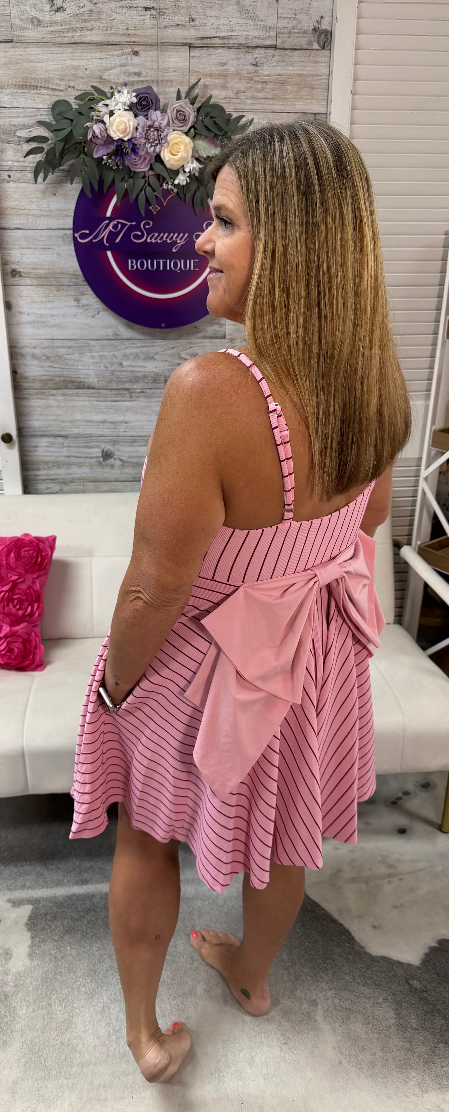 Stripe Sleeveless Mini Dress