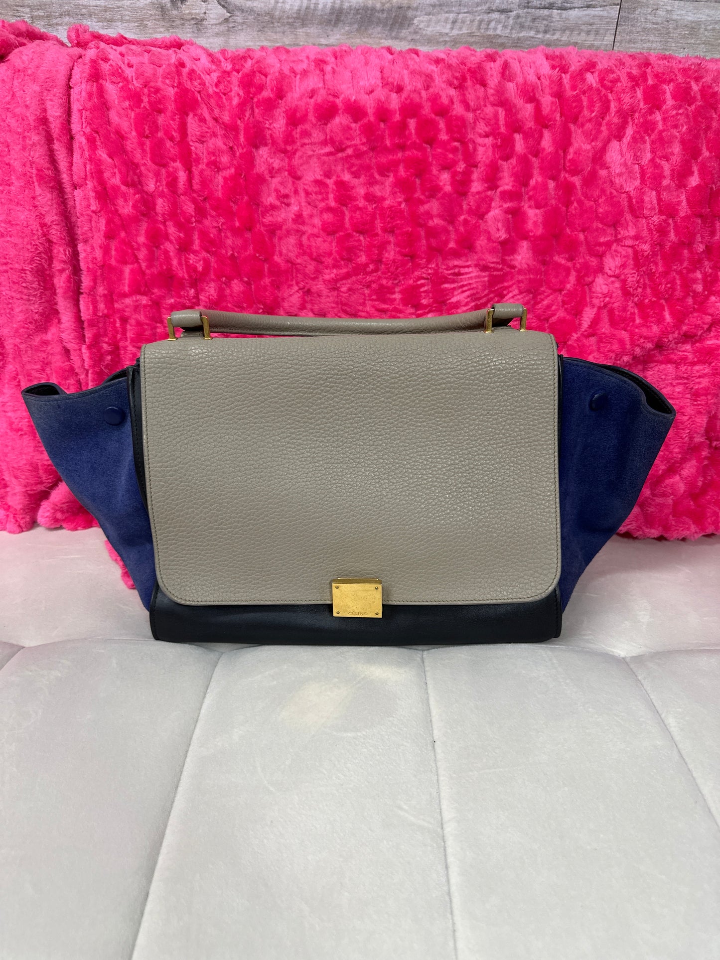 Pre loved Celine blue suede top handle #15