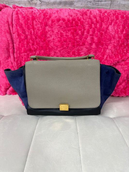 Pre loved Celine blue suede top handle #15