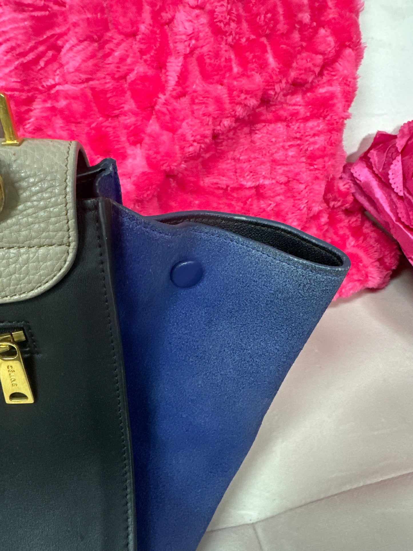 Pre loved Celine blue suede top handle #15