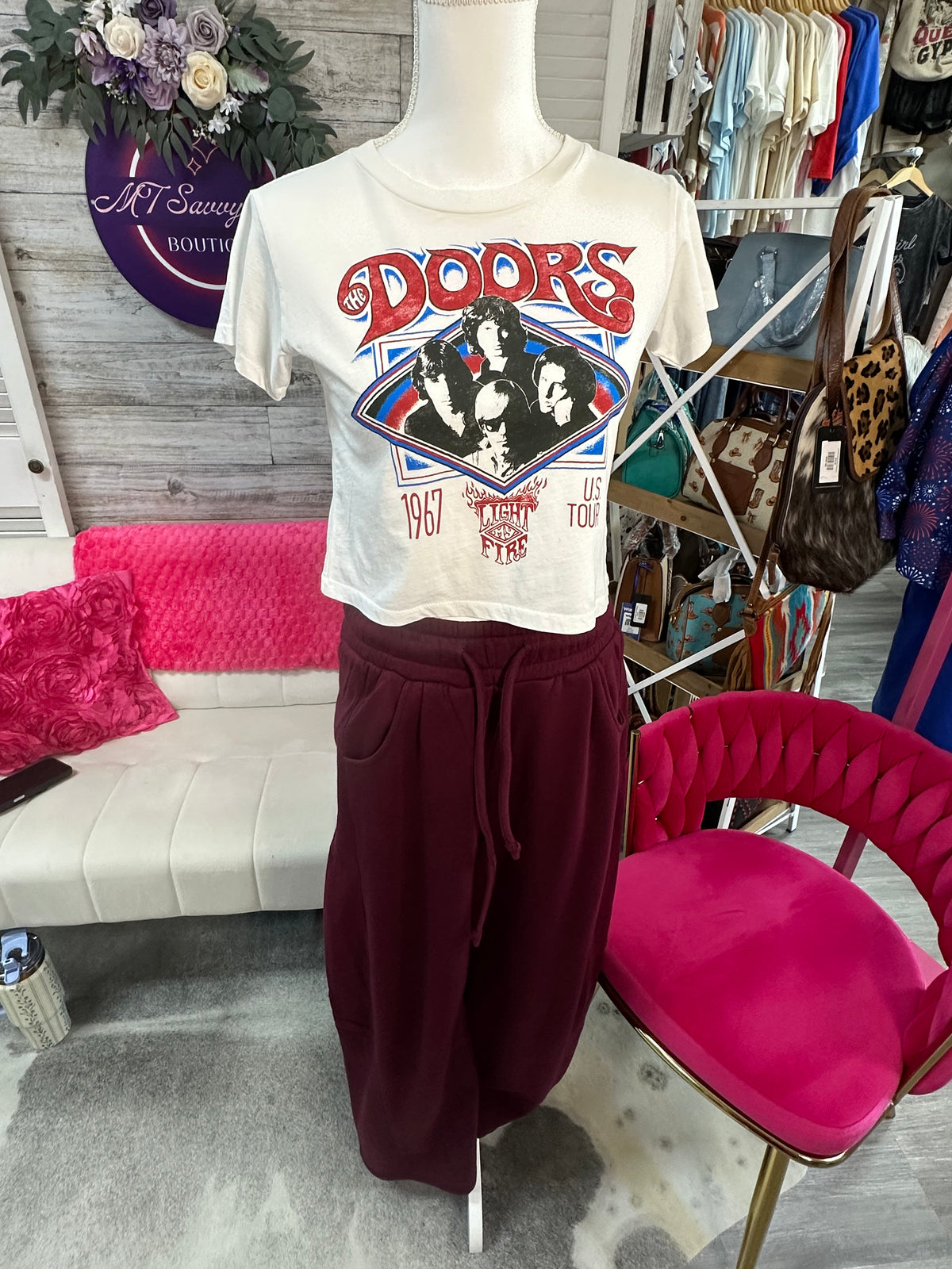 Fleece barrel leg sweatpants