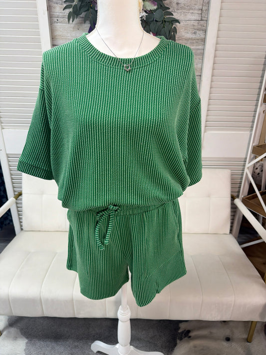 raised rib short set