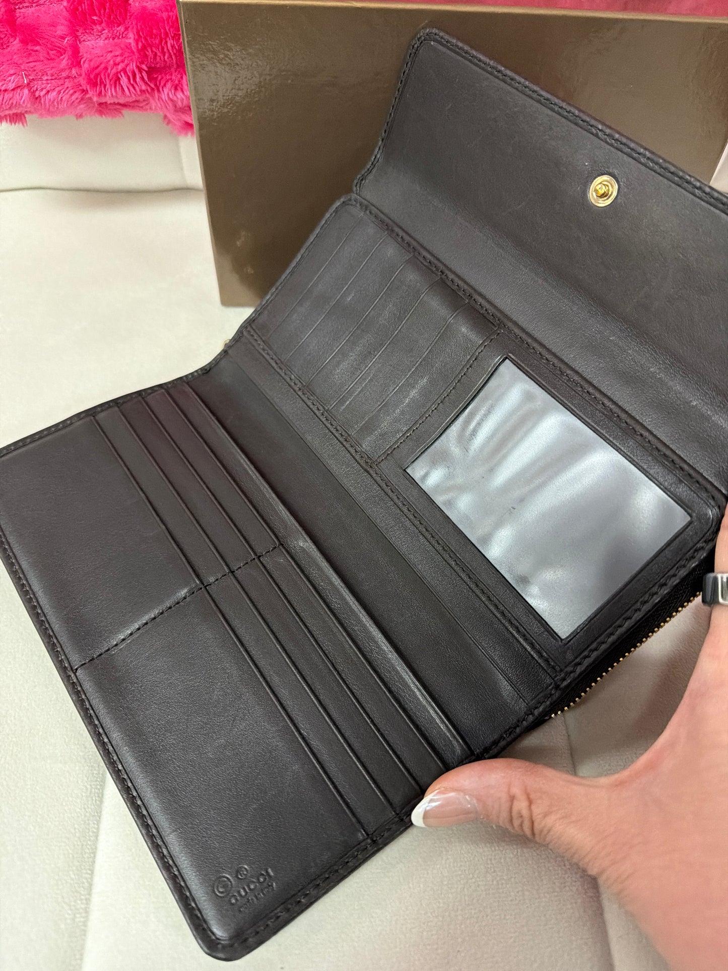 Pre Loved Gucci brown Micoguccissima Long  zipper wallet #212