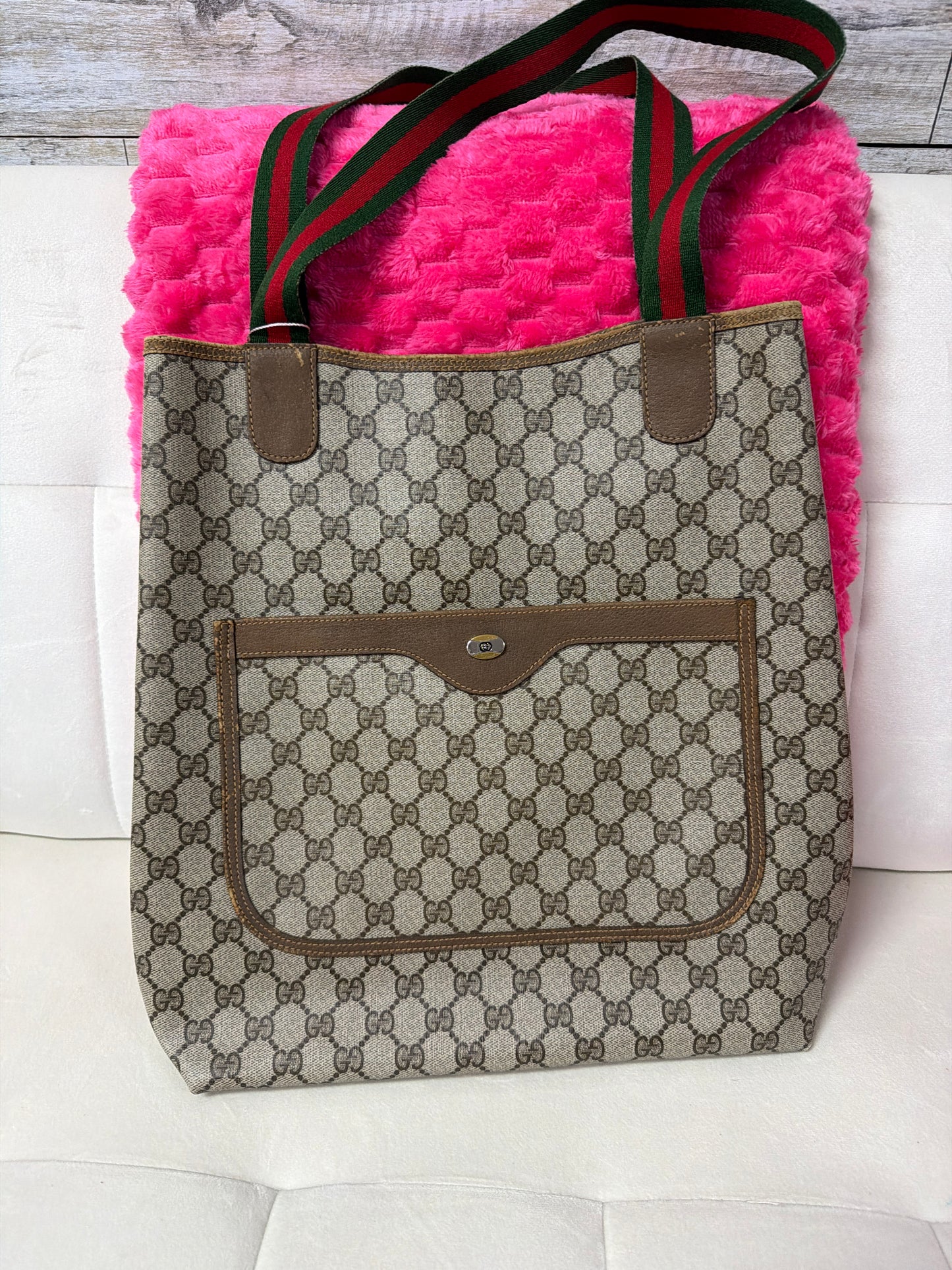 Pre Loved Vintage Gucci Supreme Sherryline Tote #214