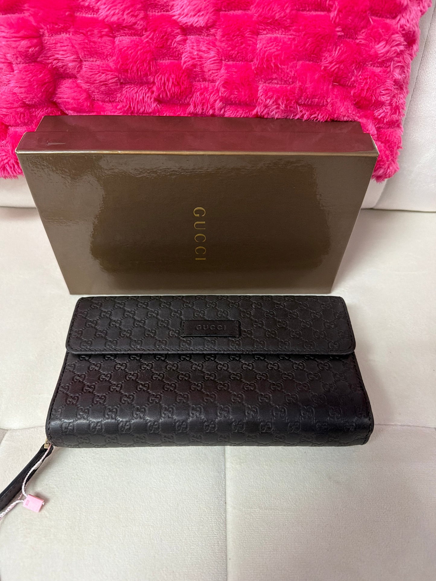 Pre Loved Gucci brown Micoguccissima Long  zipper wallet #212